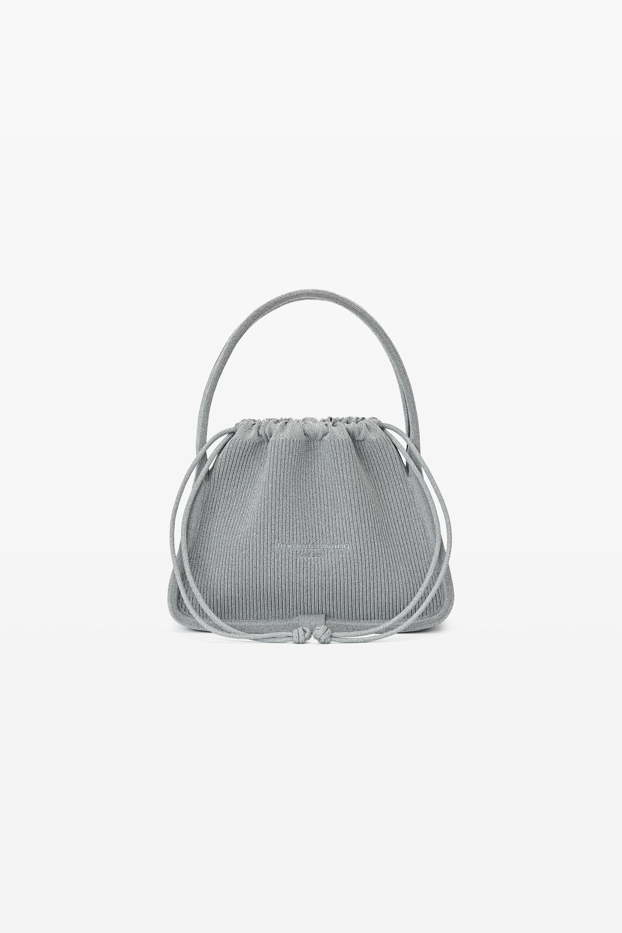 RYAN SMALL BAG IN REFLECTIVE RIB KNIT in SILVER | alexanderwang®