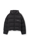 Alexander Wang black kurze channel-kapuzenjacke aus federn und daunen