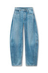 high-waist ballon jeans in brushed denim