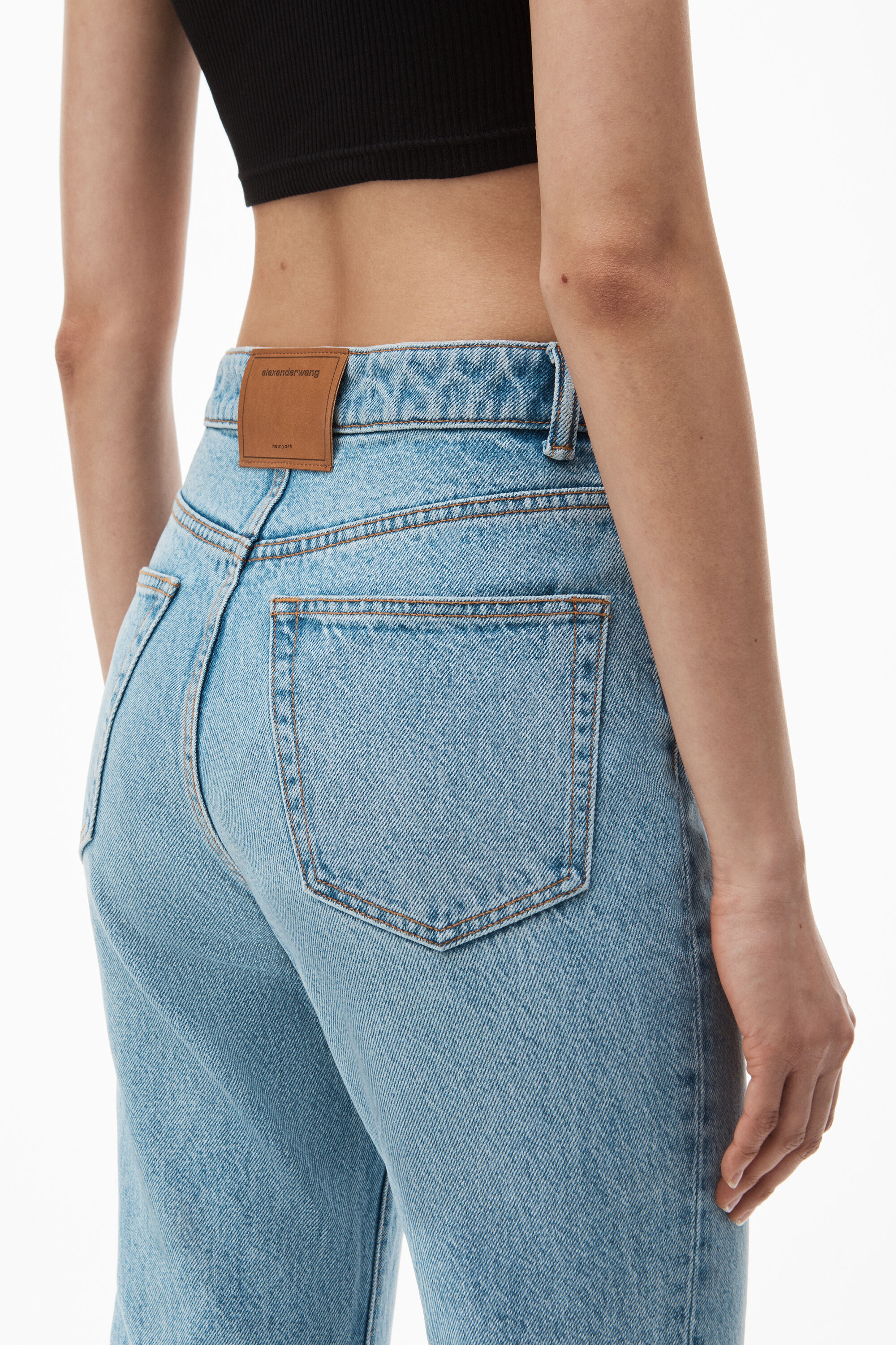 alexanderwang FLY HIGH-RISE STACKED JEAN IN DENIM LIGHT INDIGO