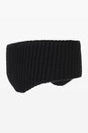 Alexander Wang black logo earmuff headband in ribbed wool stretch