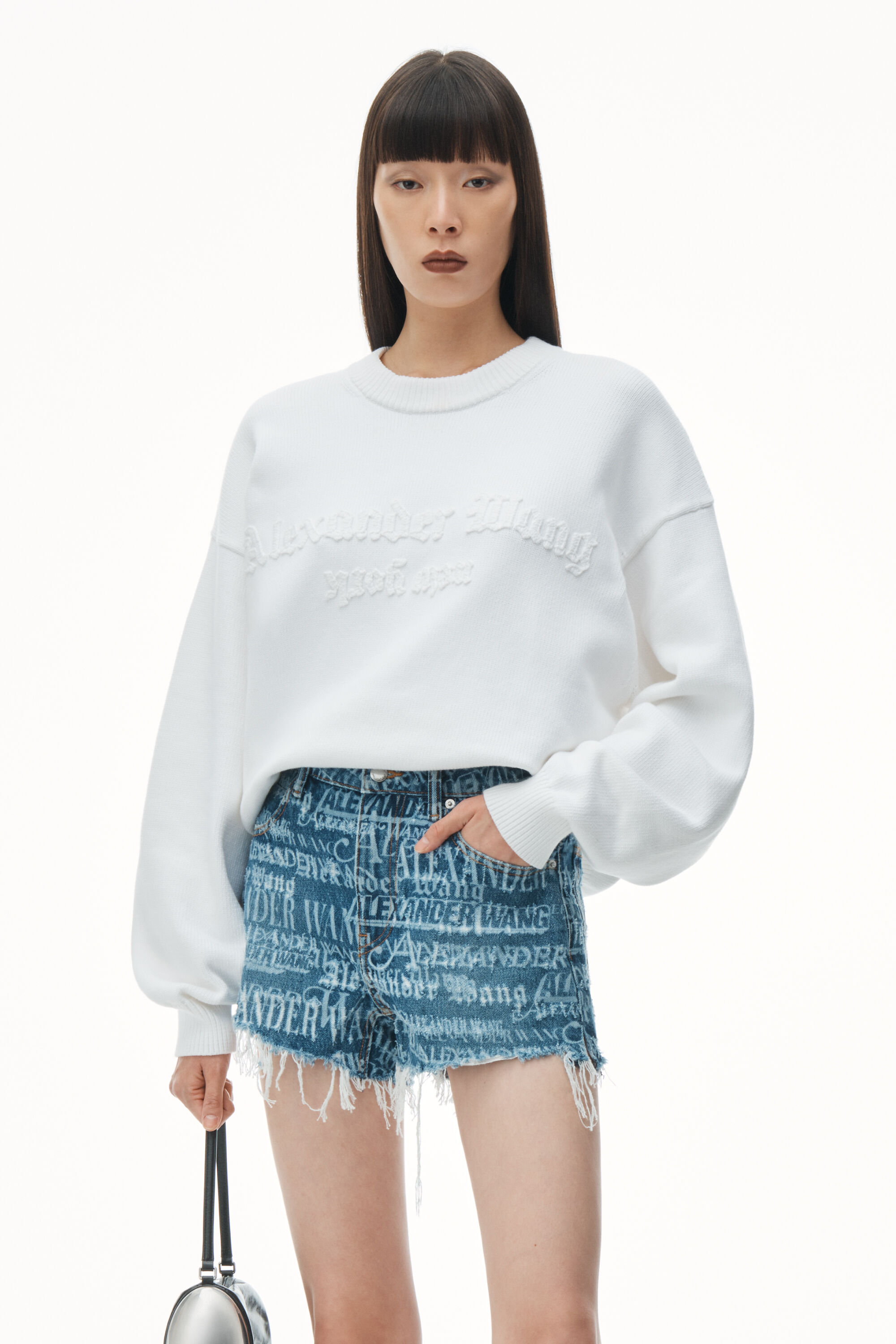 alexanderwang Bite High Waist Logo Denim Shorts in Cotton VINTAGE