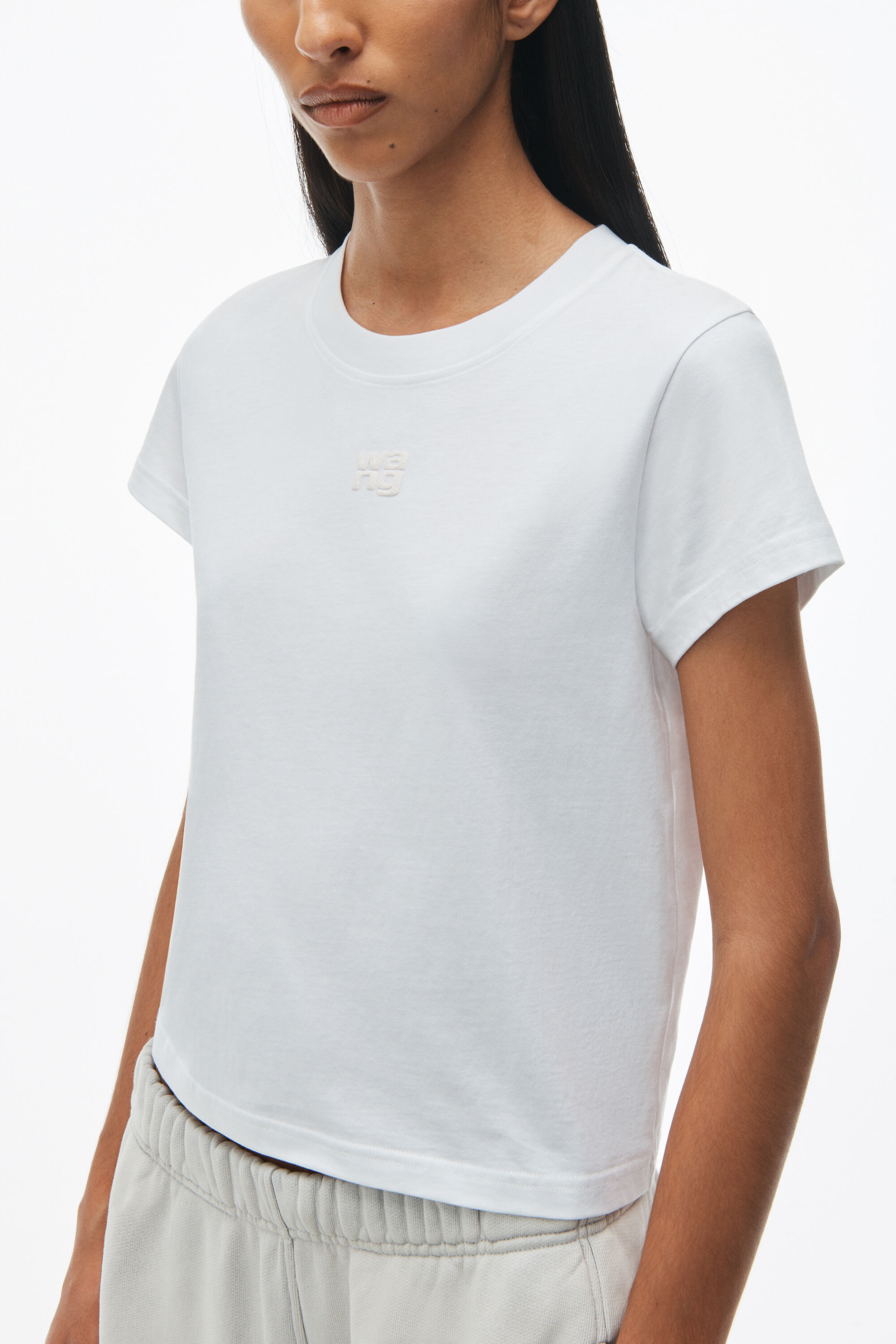 PUFF LOGO SHRUNKEN TEE IN COTTON JERSEY in WHITE | alexanderwang®