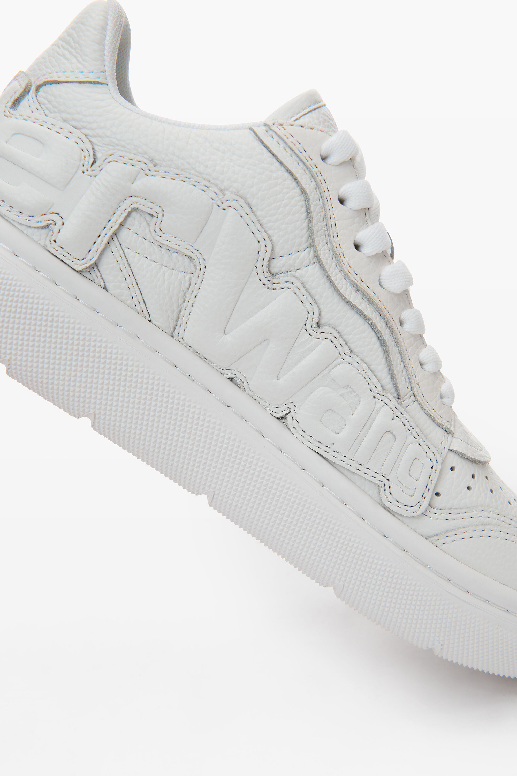 puff pebble leather sneaker with logo in OPTIC WHITE | upper 