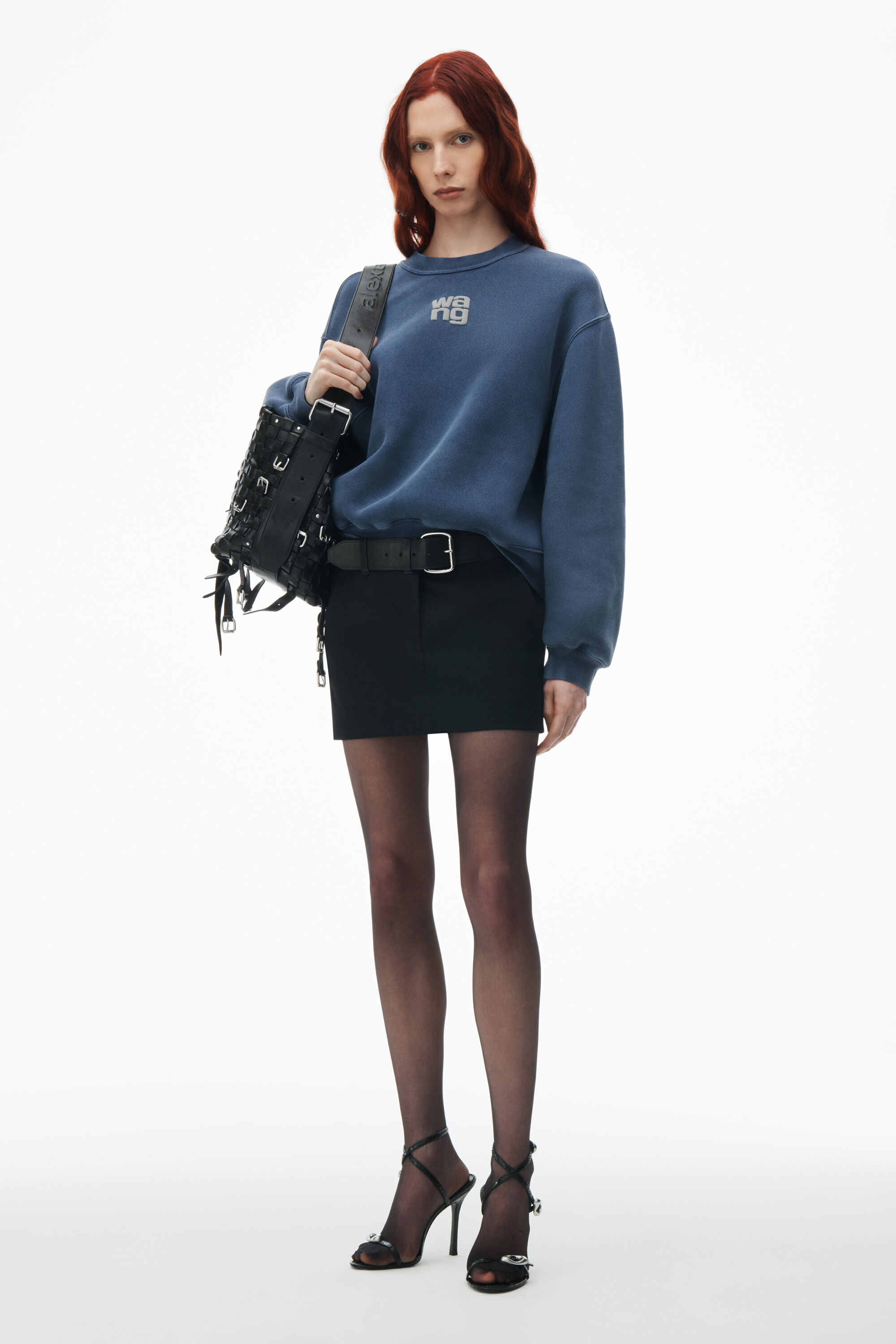 alexanderwang puff logo sweatshirt in terry MARITIME BLUE 