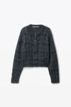 Alexander Wang aqua/black plaid plaid cardigan in jacquard knit