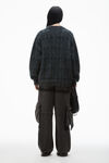 Alexander Wang aqua/black plaid pull oversize à carreaux en jacquard œil-de-perdrix