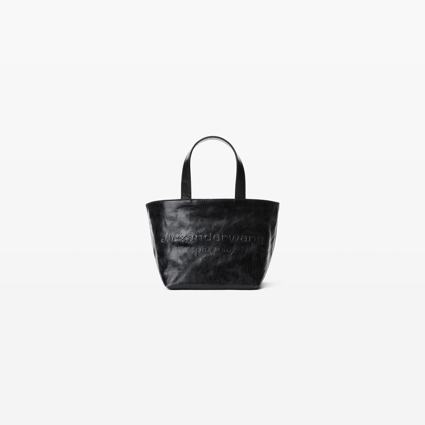 Shop Alexander Wang Punch Small Tote In Crackle Patent Leather In Black