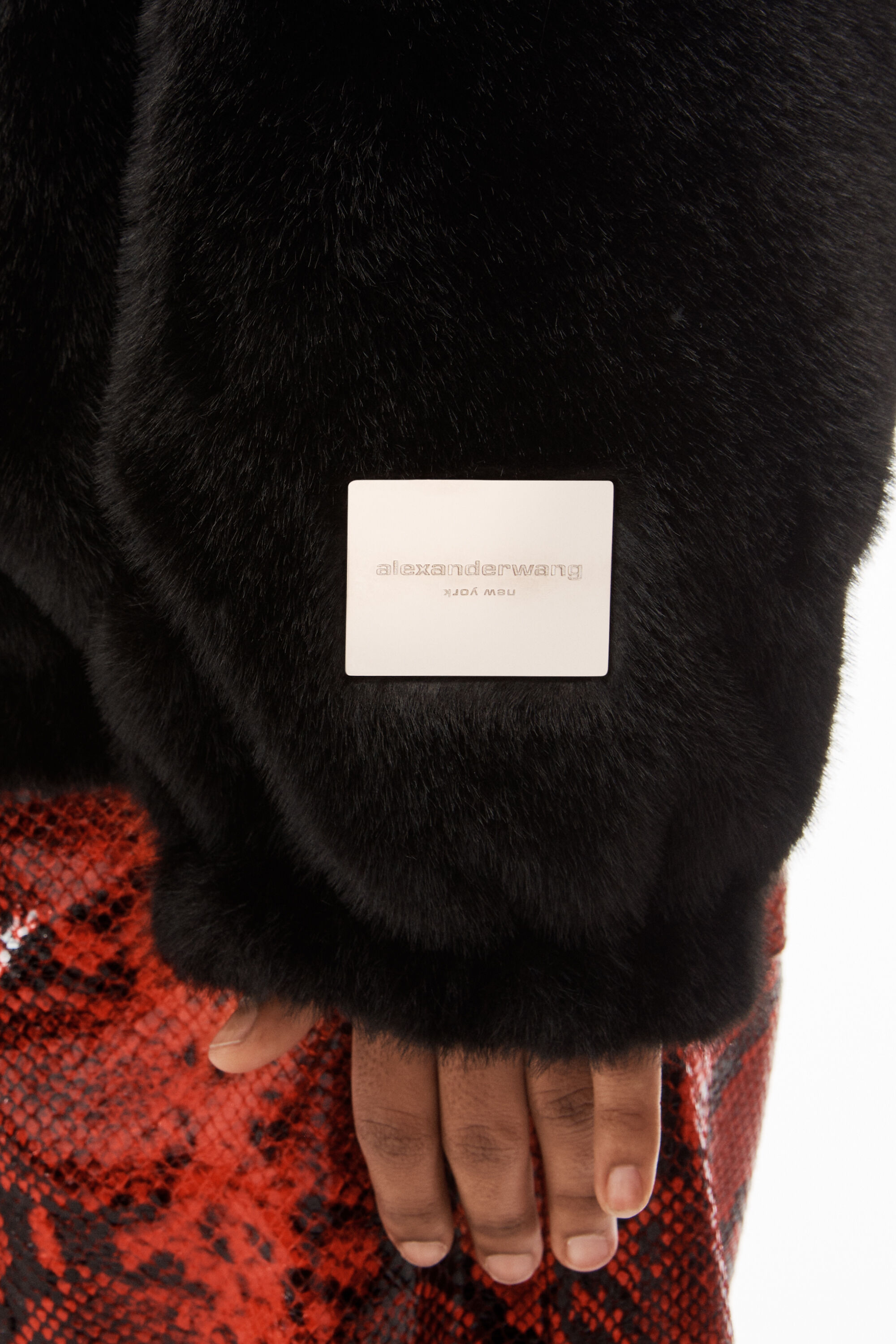 faux fur track jacket in BLACK | alexanderwang®