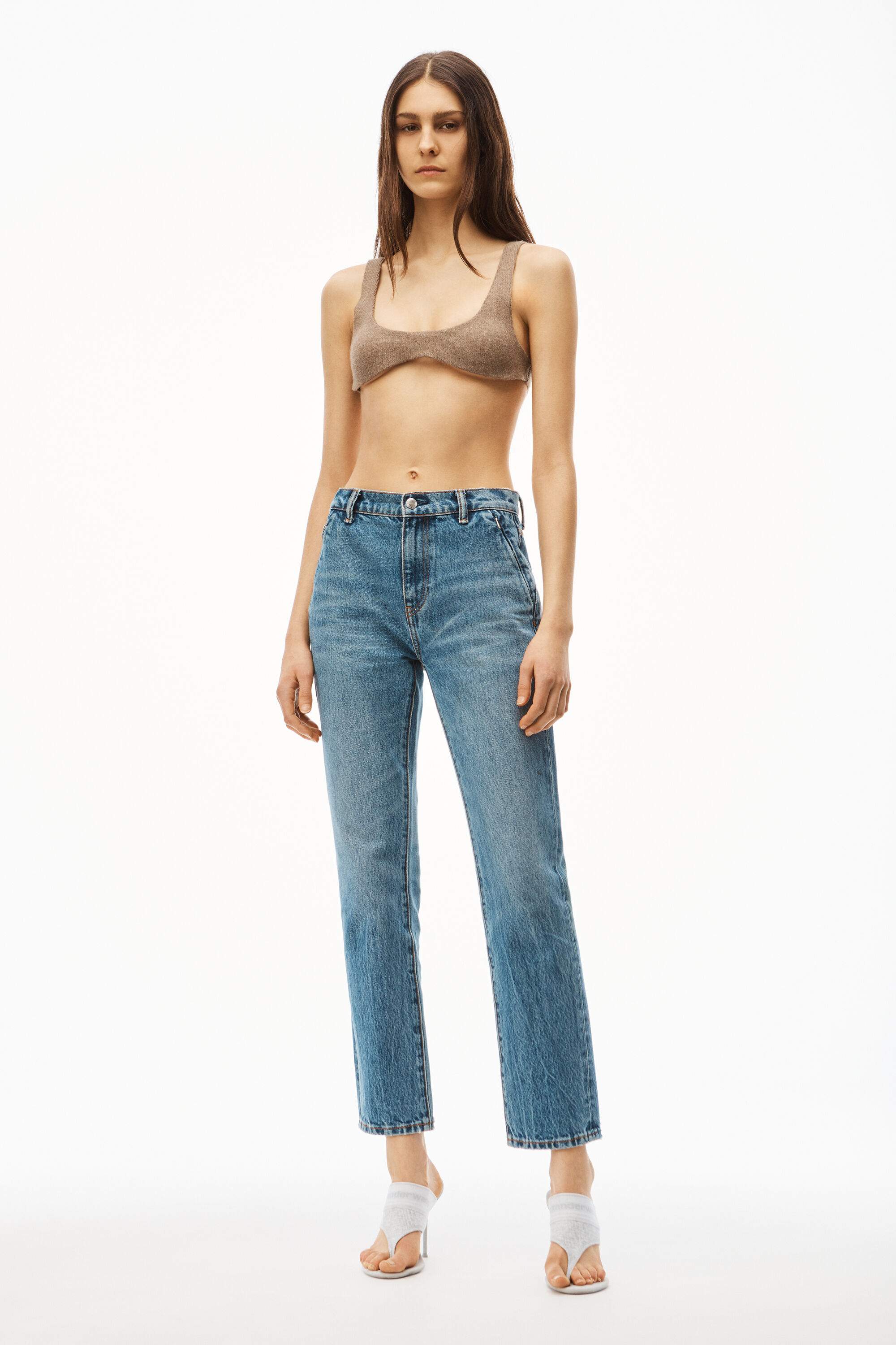 alexanderwang OG HIGH-RISE STOVEPIPE JEAN IN DENIM VINTAGE MEDIUM