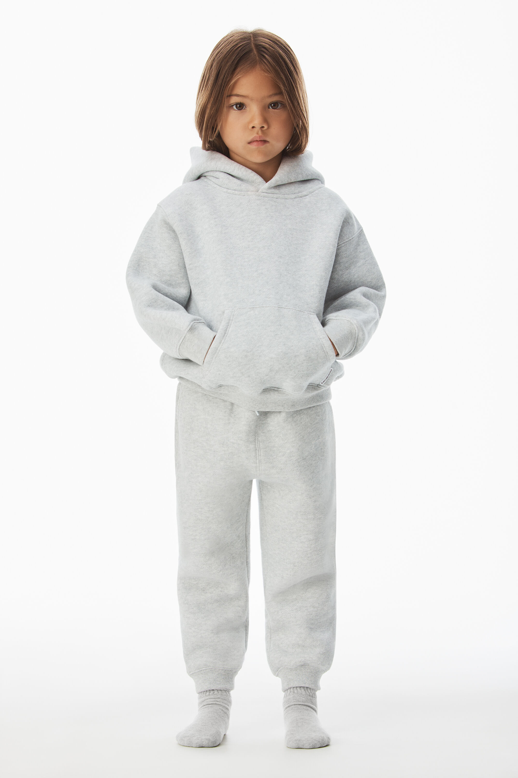 alexanderwang KIDS HOODIE IN ESSENTIAL TERRY LIGHT HEATHER GREY