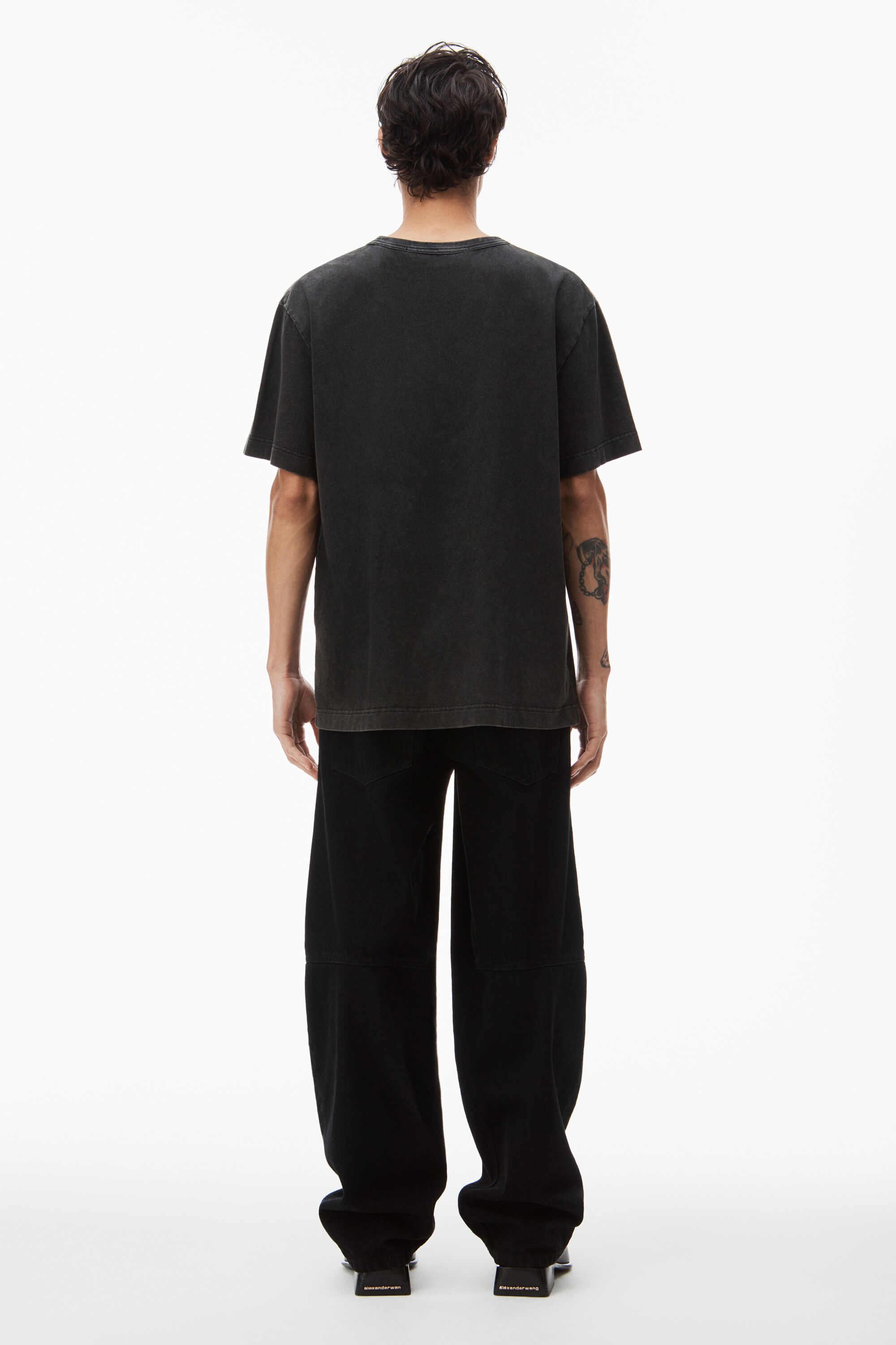 alexanderwang ACID WASH TEE IN HIGH TWIST JERSEY ACID BLACK