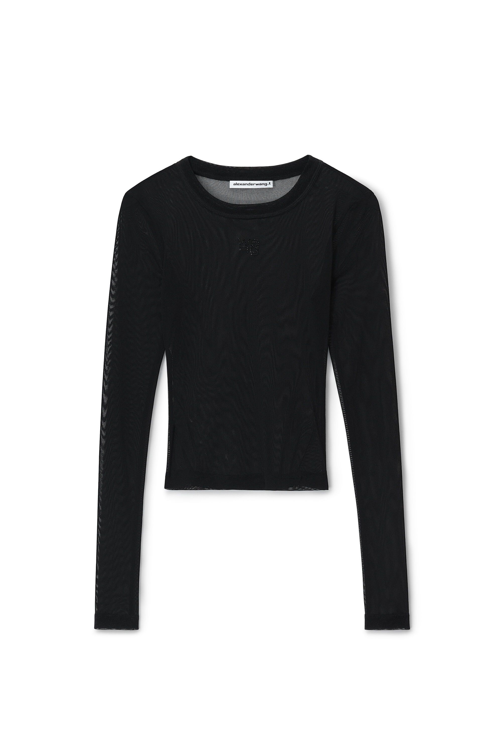 alexanderwang LONG SLEEVE TOP IN GAUZY MESH BLACK - alexanderwang® CA