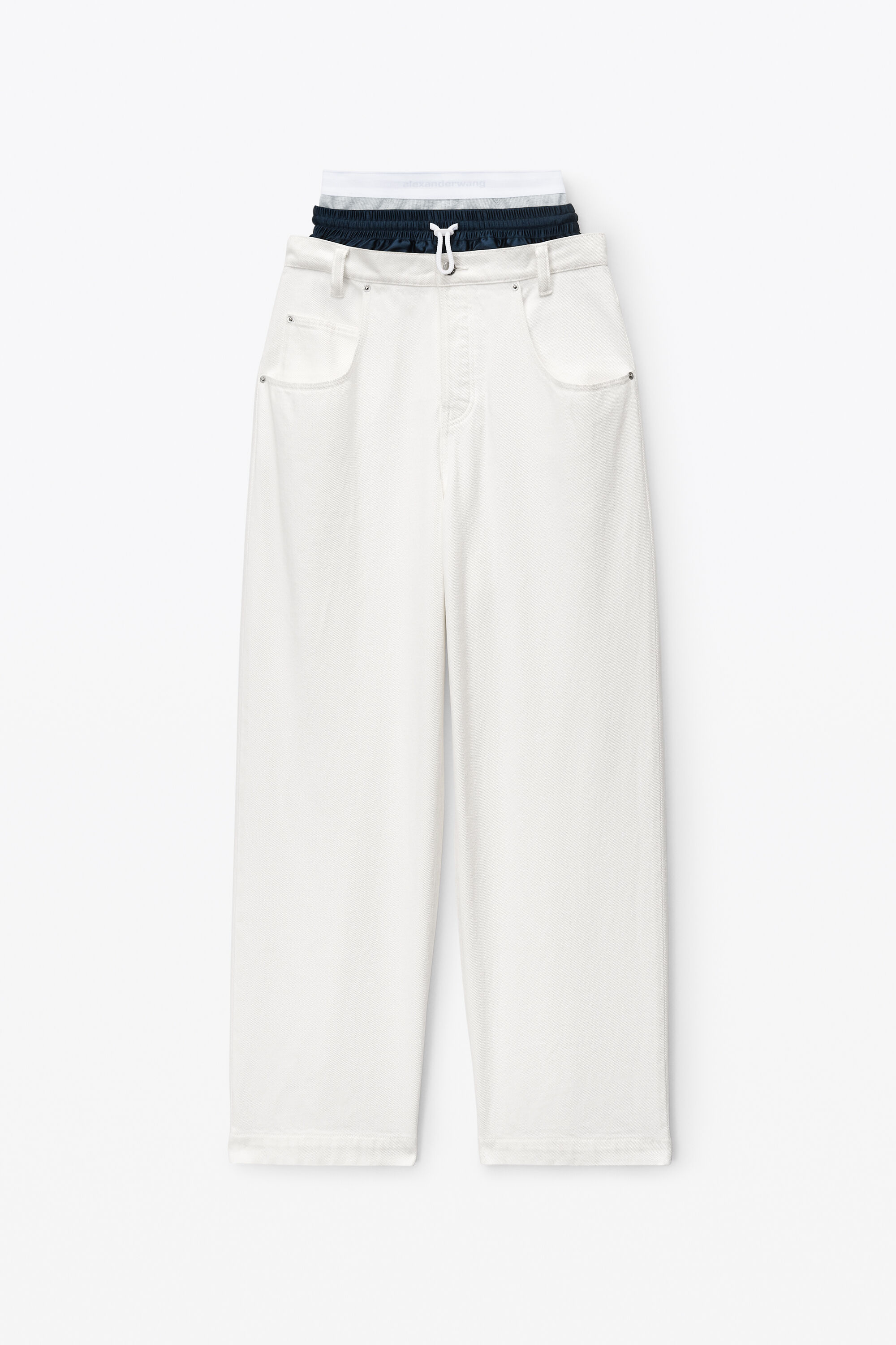 alexanderwang pre-styled straight leg jean in denim VINTAGE WHITE