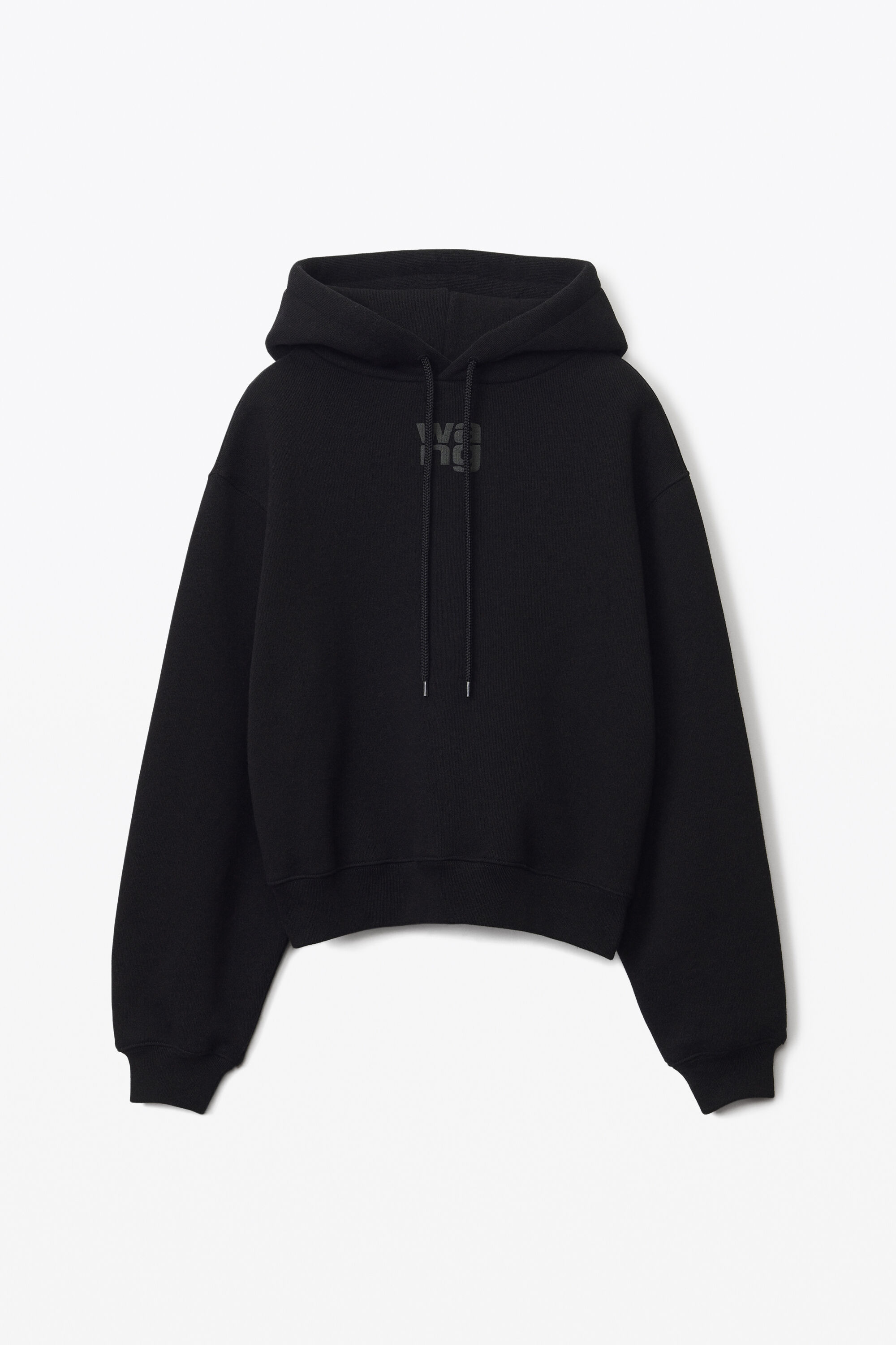 PUFF LOGO HOODIE IN STRUCTURED TERRY in BLACK 