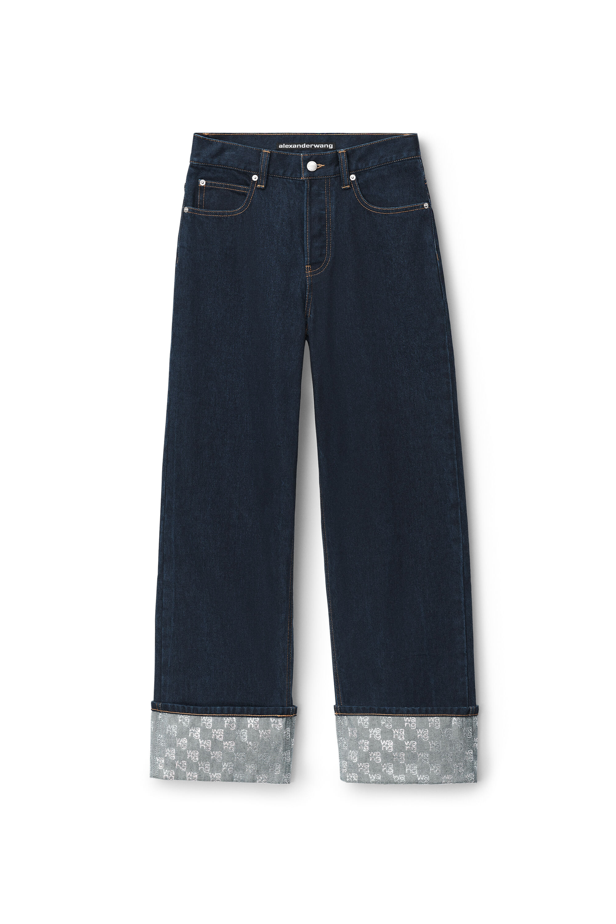 alexanderwang hotfix crystal cuff straight jean in denim CLEAN 