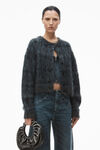 Alexander Wang aqua/black plaid plaid cardigan in jacquard knit