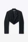 Alexander Wang black cropped tuxedo-style blazer with pointed hem