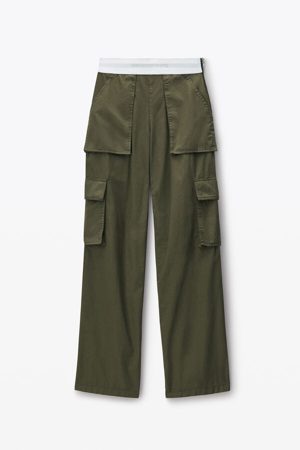 Army Green Wide Leg Cargo Pants