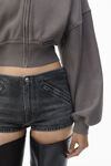 Alexander Wang washed granite felpa corta in cotone con zip e cappuccio