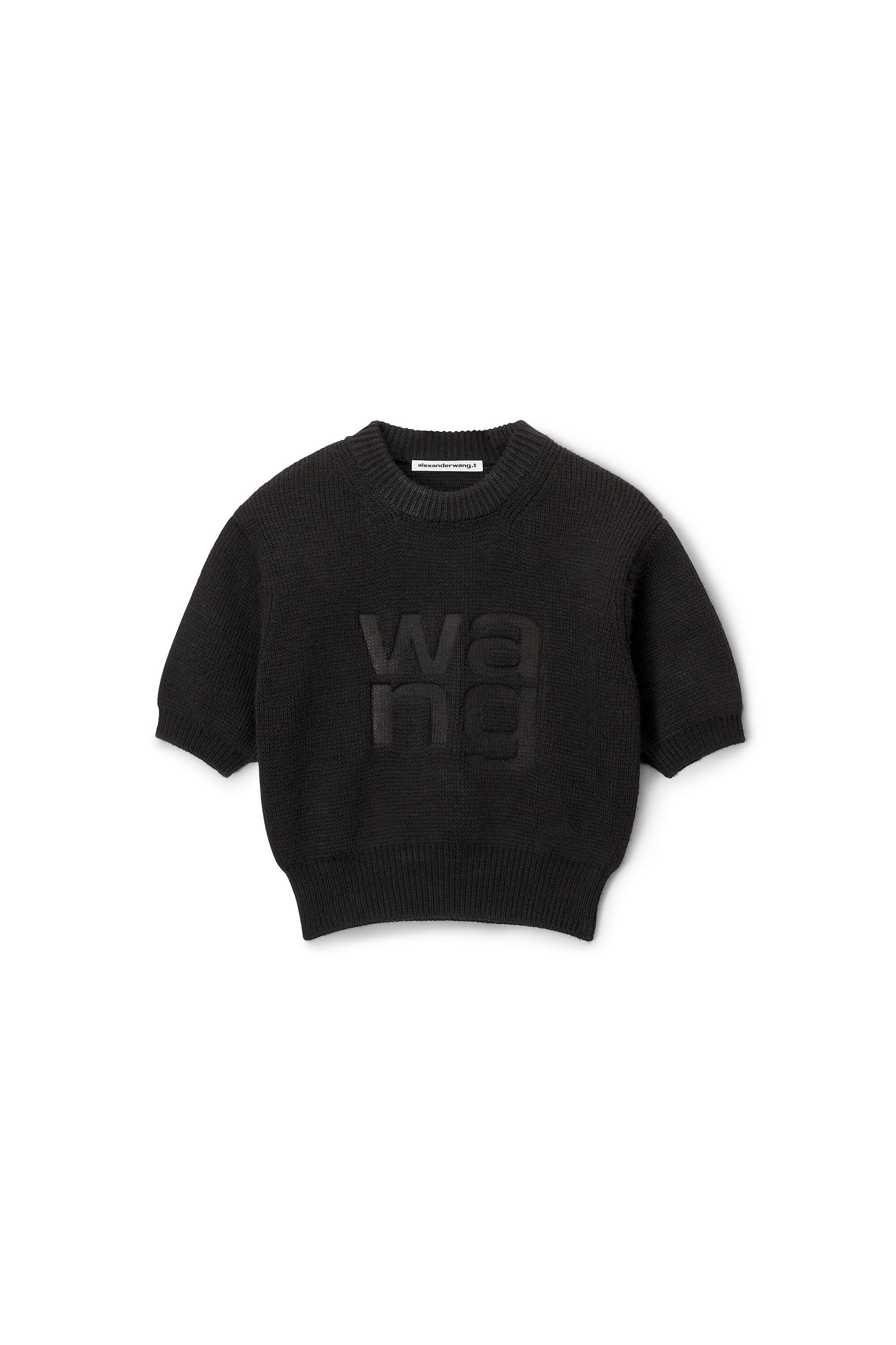 alexanderwang short sleeve pullover in compact deboss BLACK