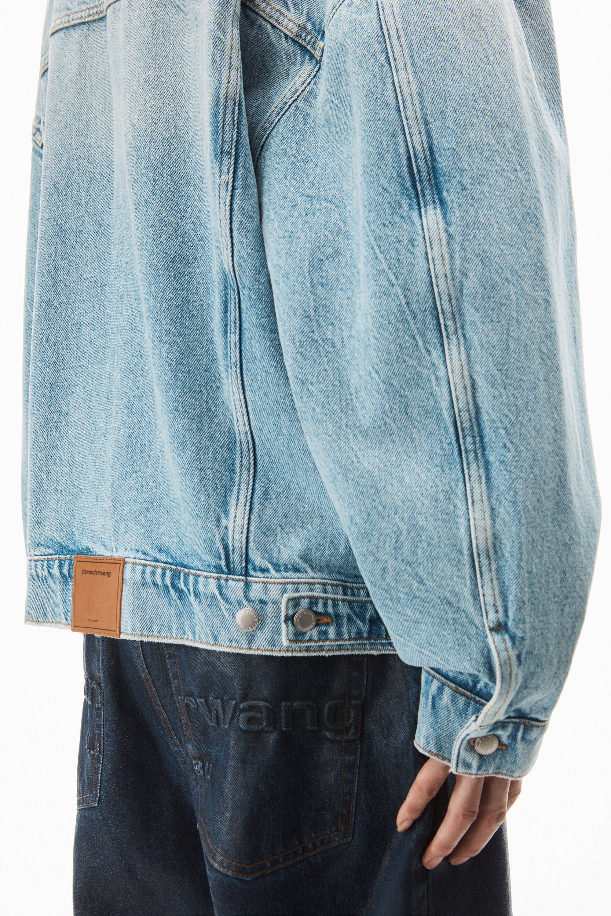 alexanderwang CORE DENIM TRUCKER JACKET IN DENIM VINTAGE FADED