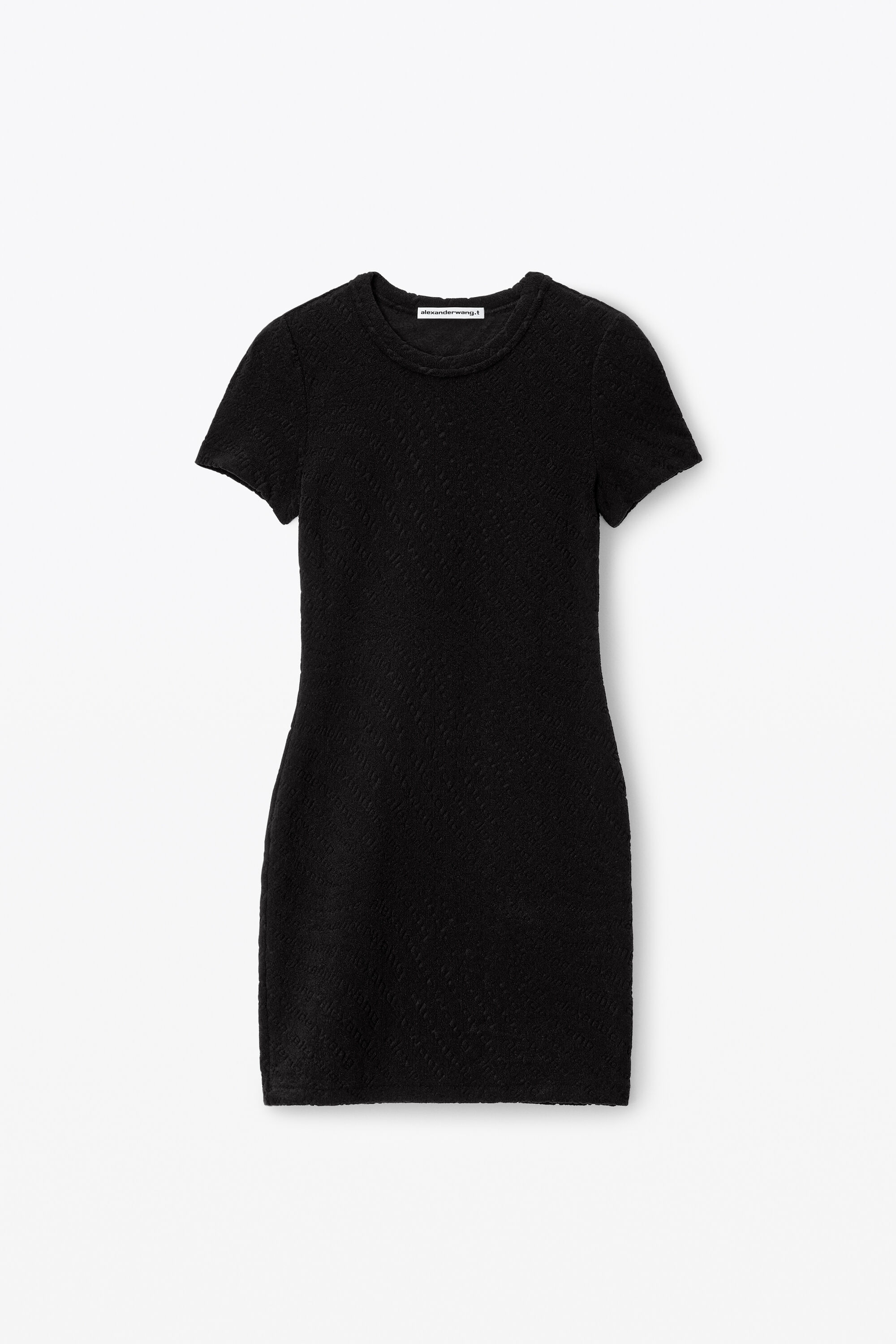 alexanderwang logo jacquard stretch short sleeve mini dress BLACK