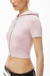 Alexander Wang light pink cropped zip-up hoodie in chenille