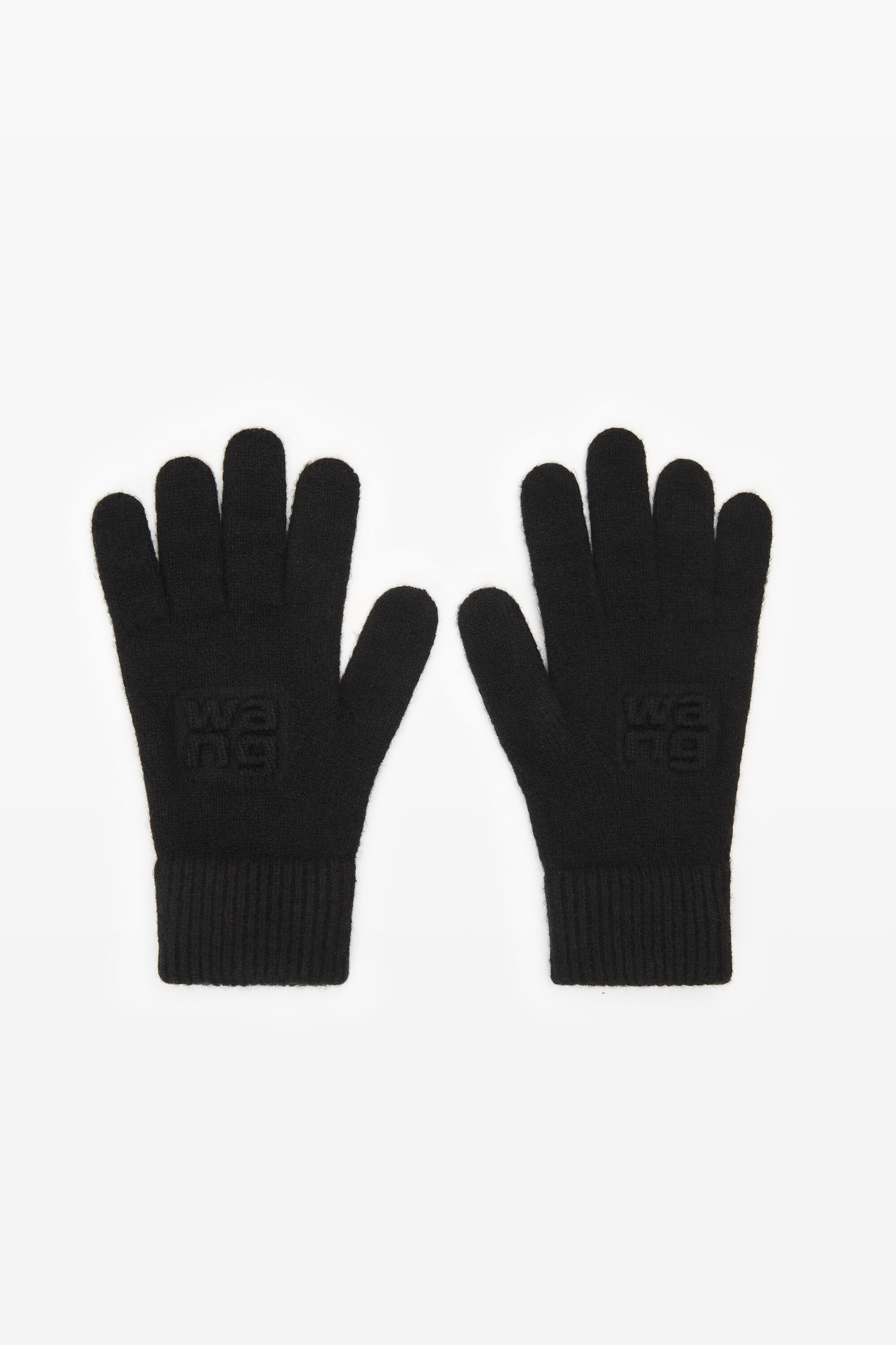 alexanderwang embossed logo gloves in stretch wool BLACK