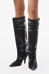 Alexander Wang grey aged bottes hautes diablo 90 mm ornées de strass thermocollés