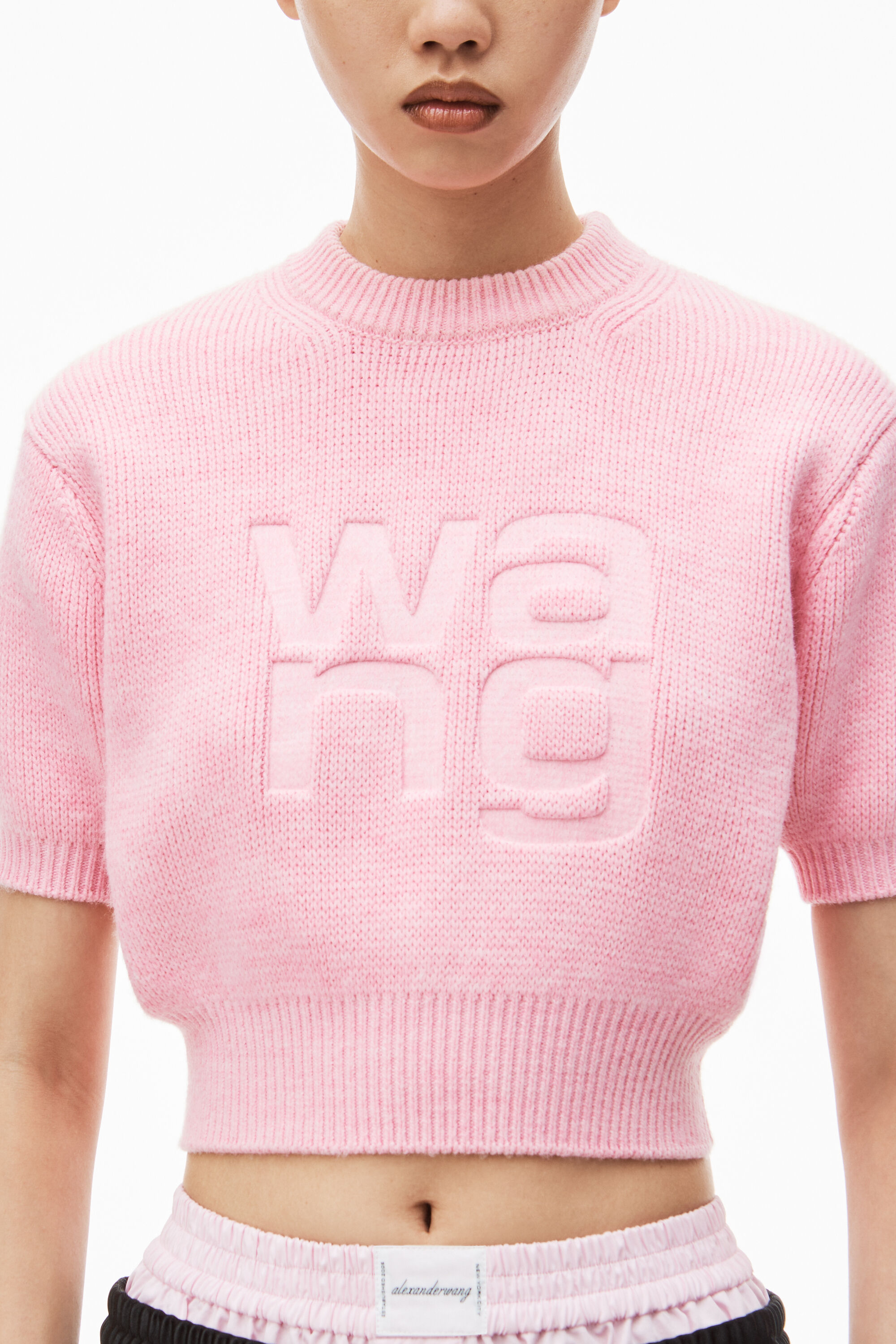 short sleeve pullover in compact deboss in PRISM PINK 