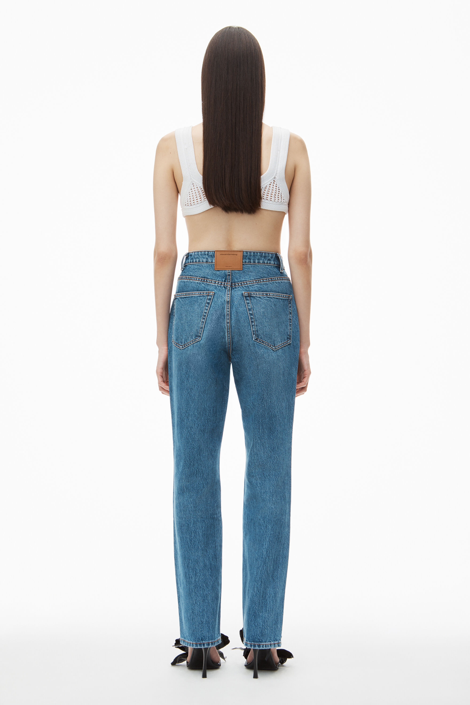 alexanderwang FLY HIGH-RISE STACKED JEAN IN DENIM VINTAGE MEDIUM