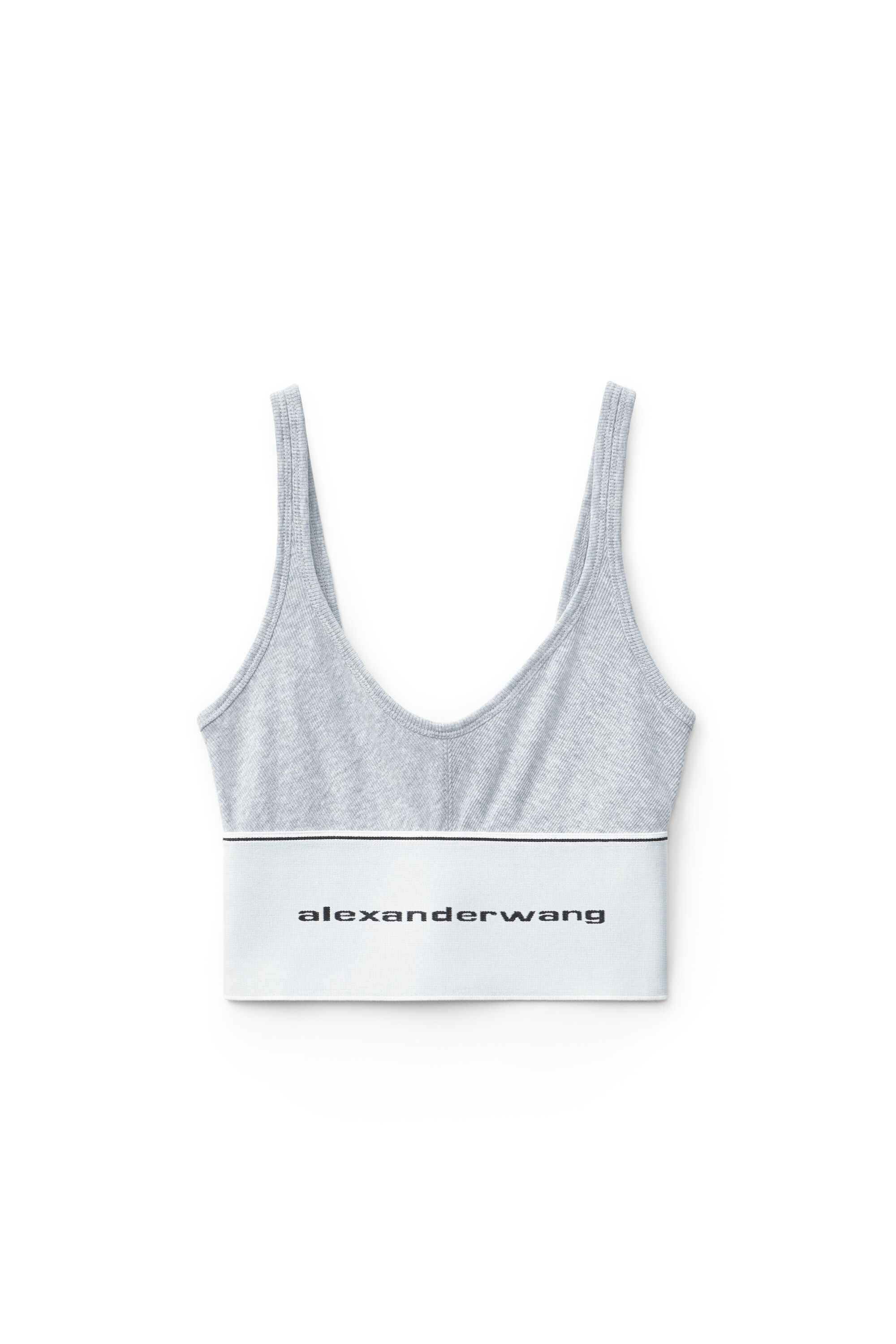 ELASTISCHER LOGO BH AUS GERIPPTEM JERSEY in GREY alexanderwang