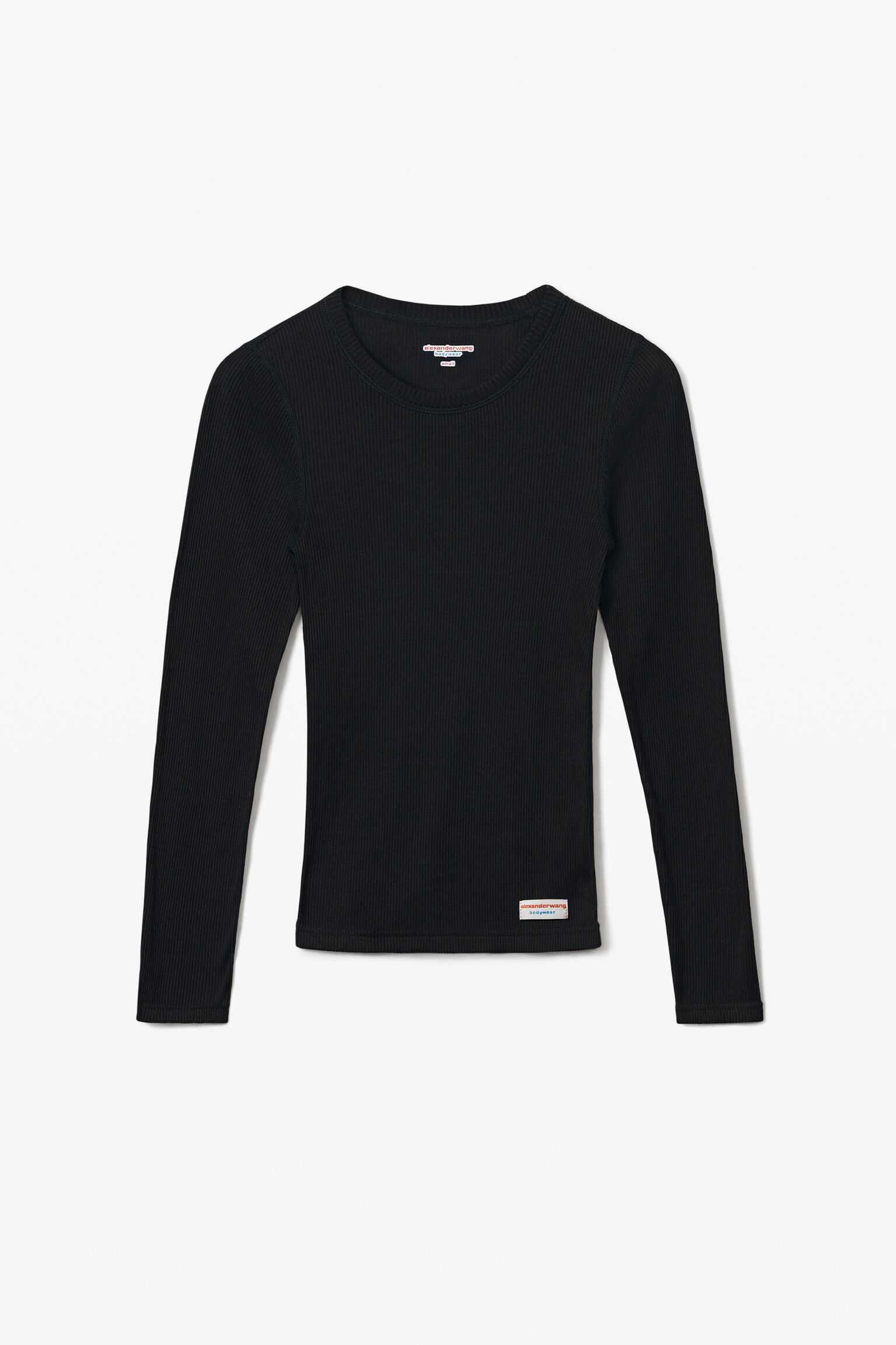 Shine Fitted Ribbed Crew Neck Long Sleeve Tee
