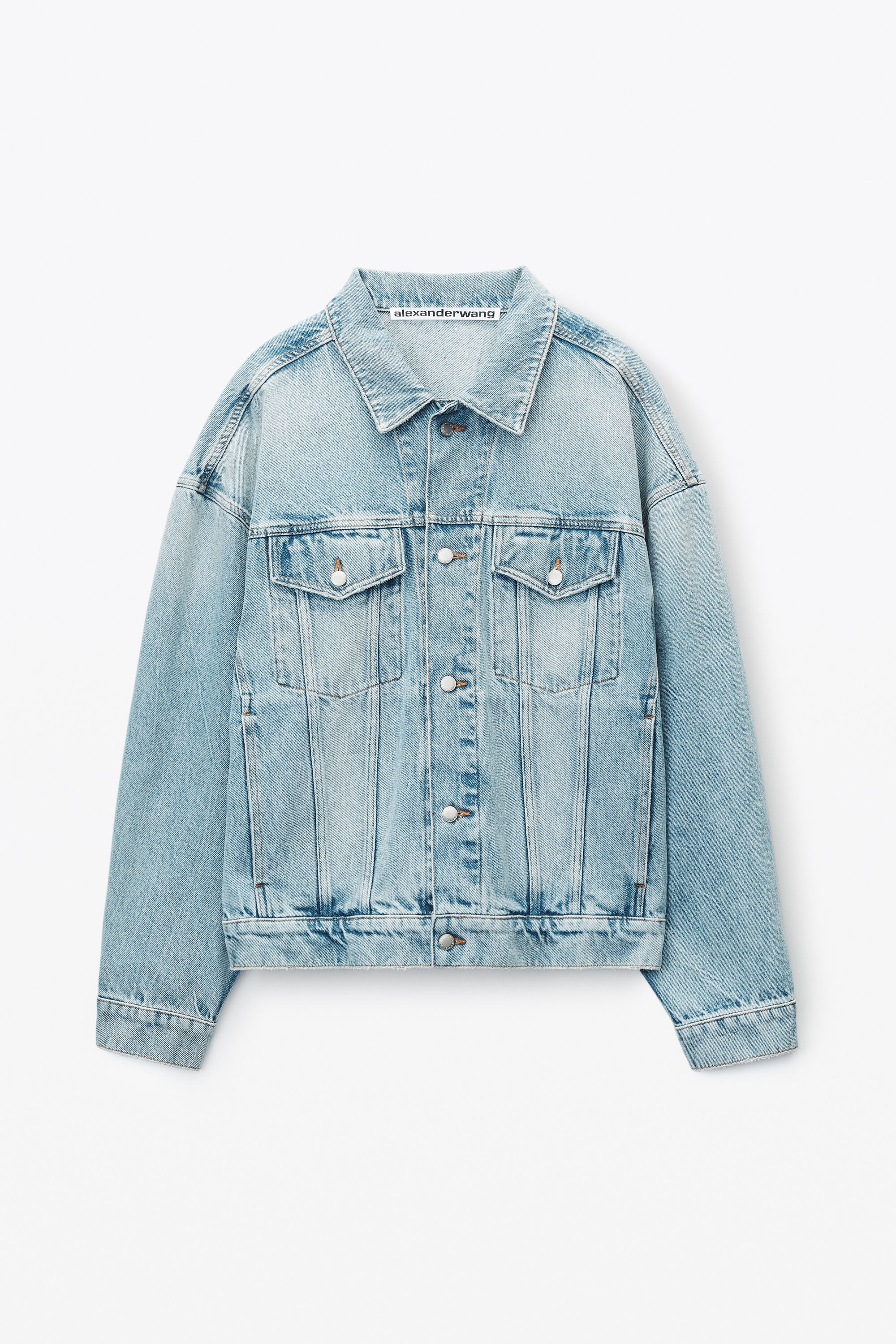 alexanderwang CORE DENIM TRUCKER JACKET IN DENIM VINTAGE FADED