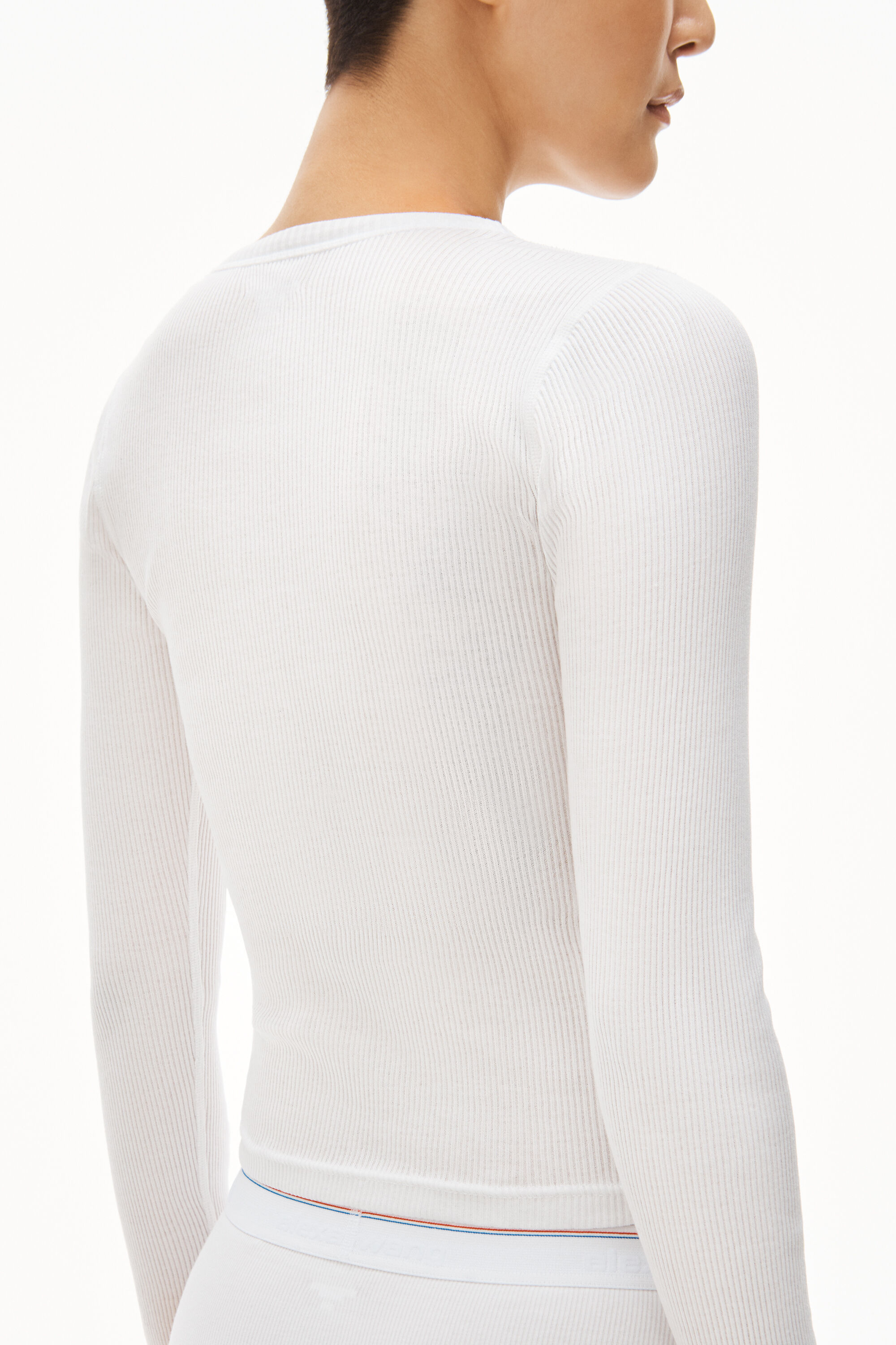 alexanderwang LONG-SLEEVE TEE IN RIBBED COTTON WHITE