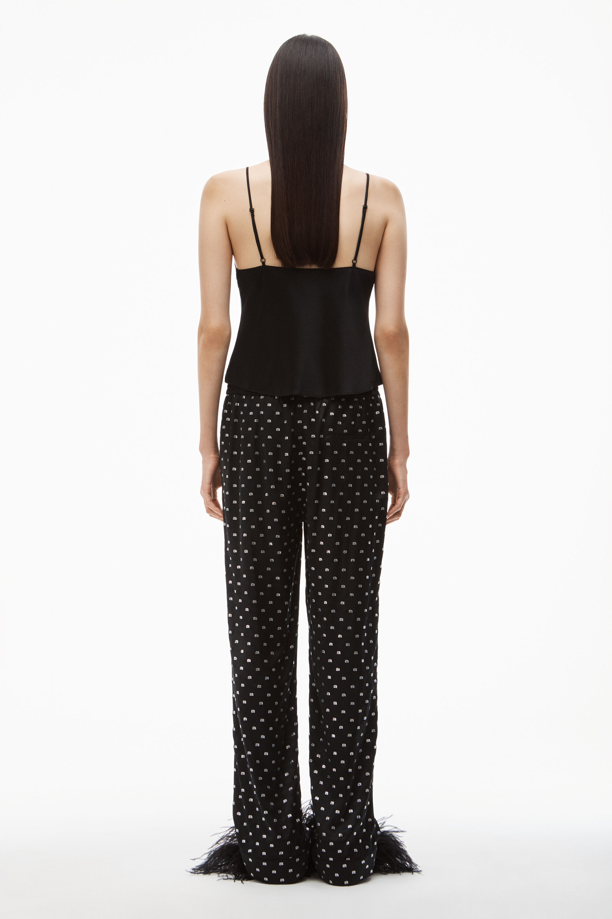 alexanderwang HOTFIX PAJAMA PANT IN SILK CHARMEUSE BLACK