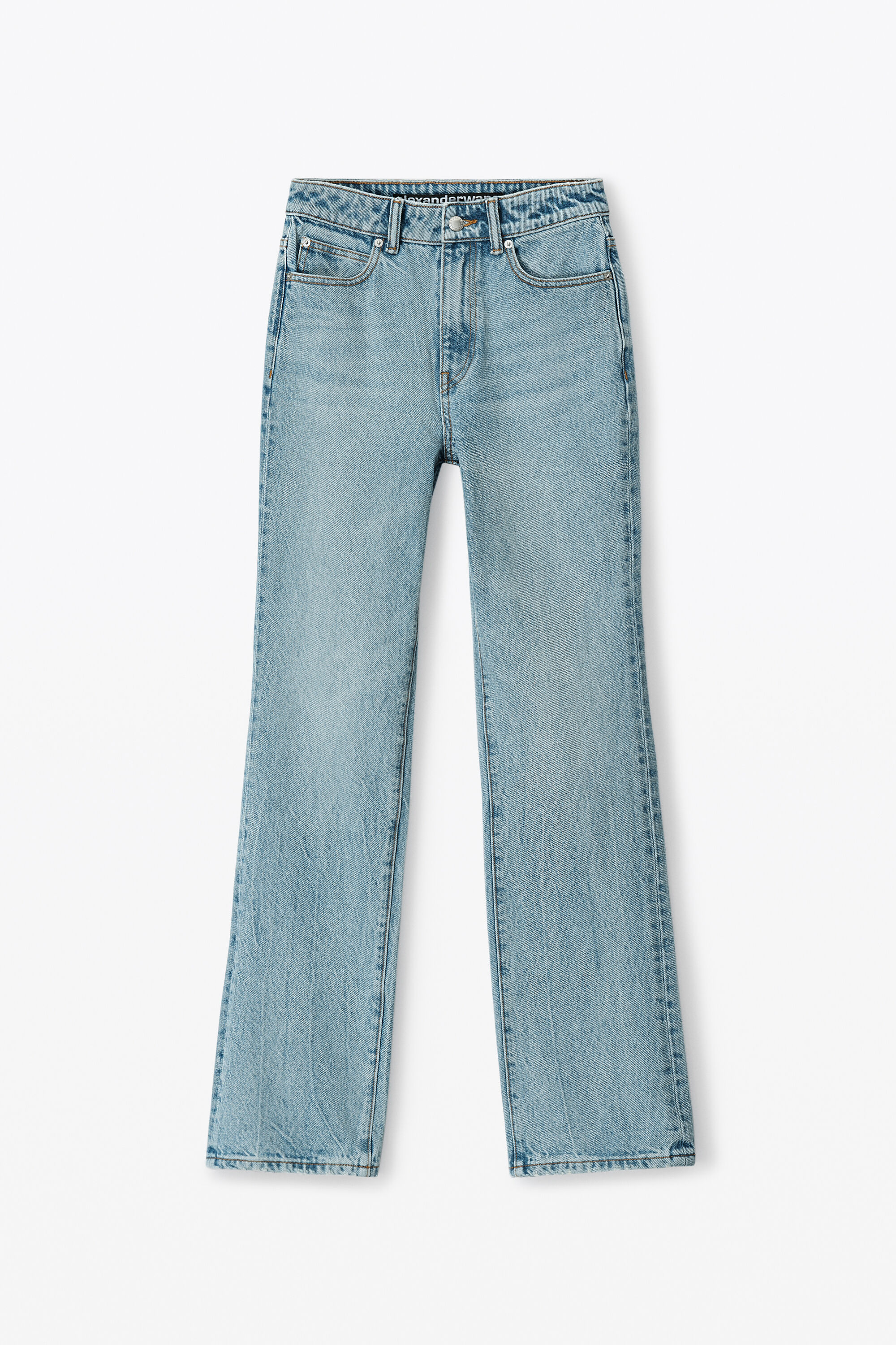 FLY HIGH-RISE STACKED JEAN IN DENIM in LIGHT INDIGO FADE 