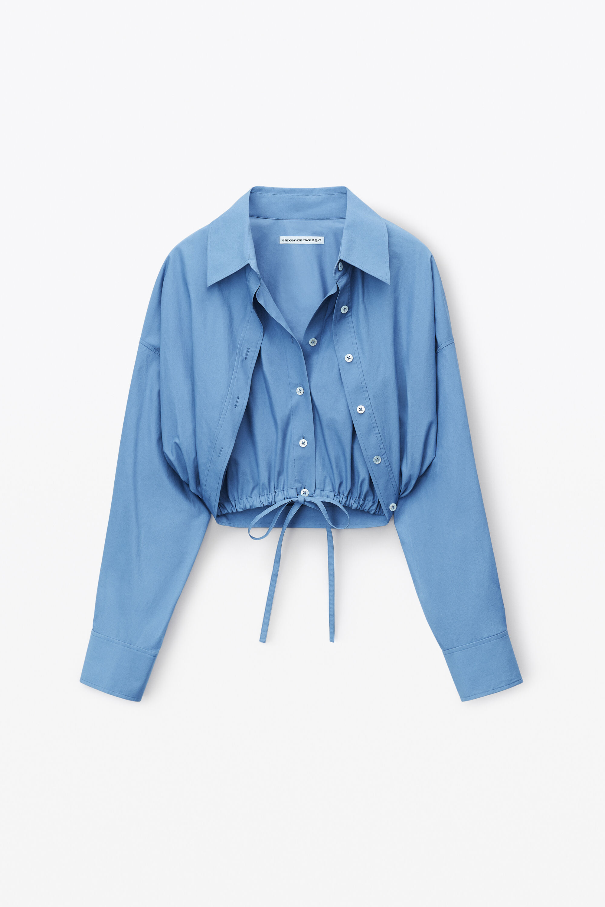 double layered shirt in compact cotton in DARK IRIS | alexanderwang®