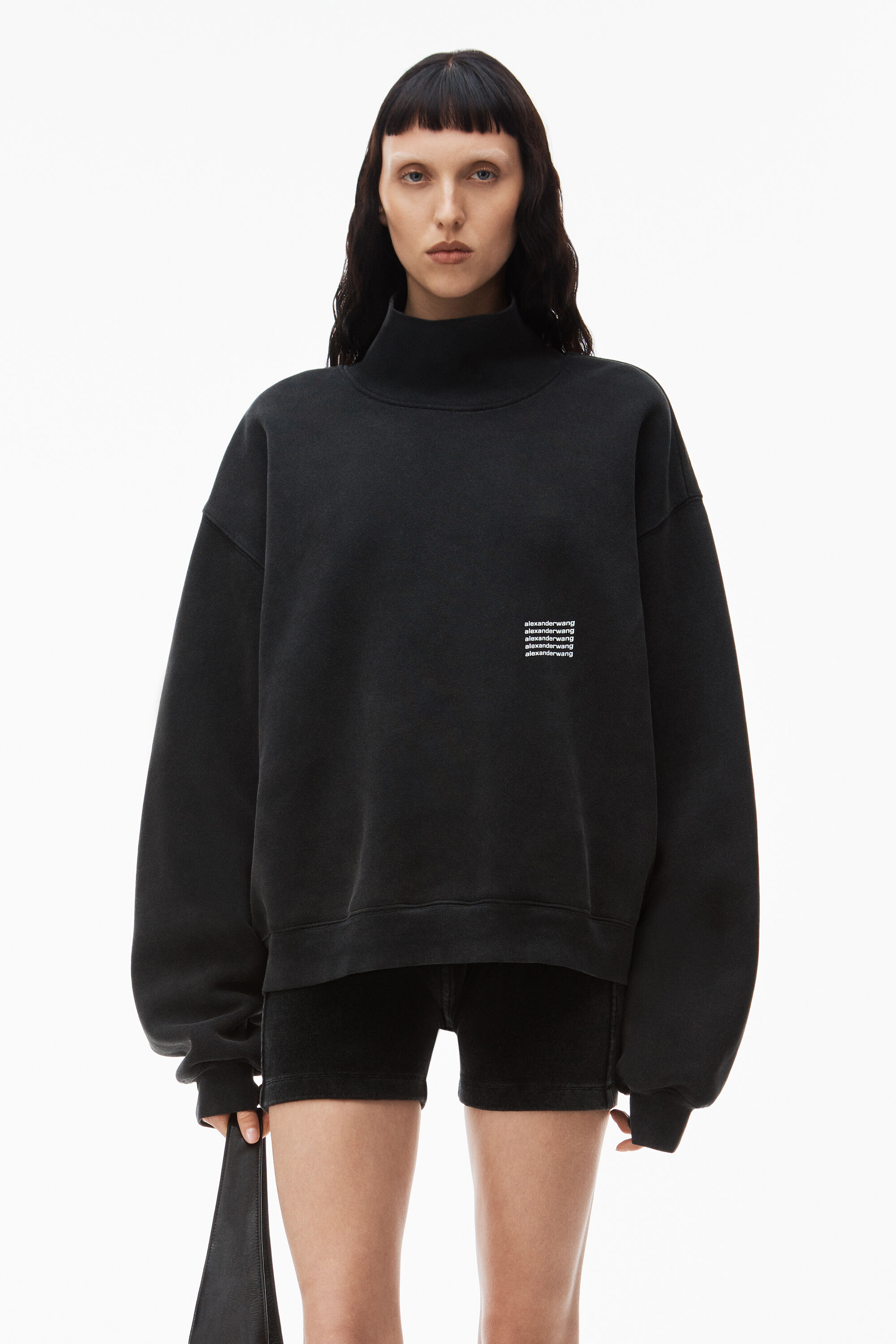 ALEXANDER WANG ロゴ ハイネック スウェット ブラック - 通販 - csa