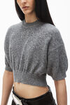 Alexander Wang grey multi t-shirt corta in cotone e lana con logo goffrato ad alta frequenza