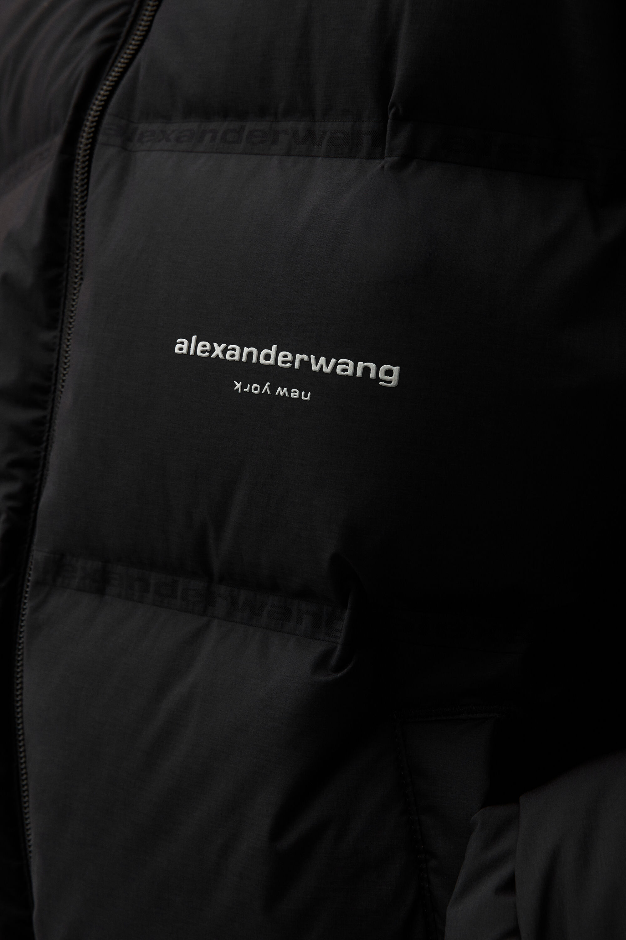 alexanderwang puffer coat with reflective logo BLACK