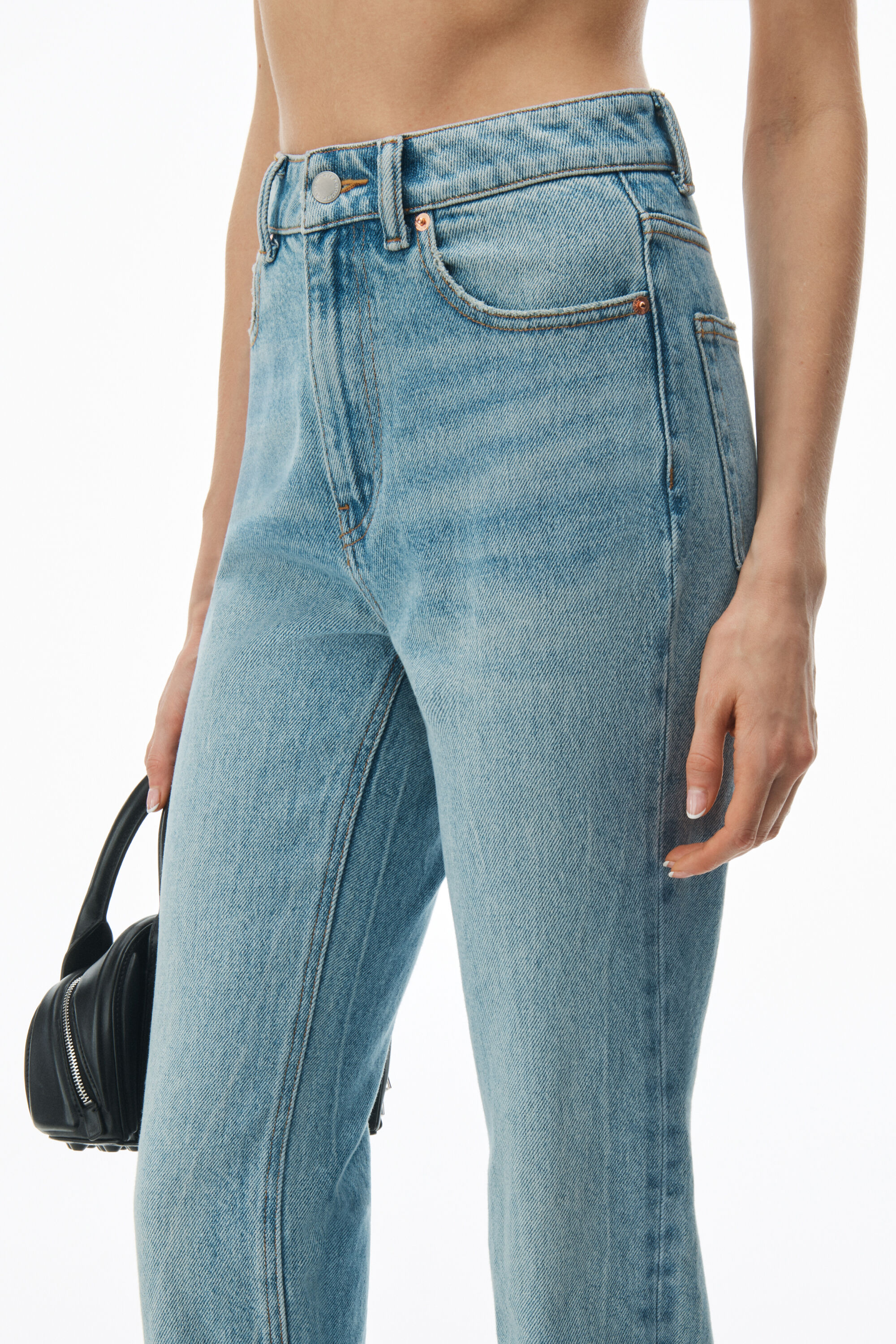 alexanderwang FLY HIGH-RISE STACKED JEAN IN DENIM VINTAGE FADED