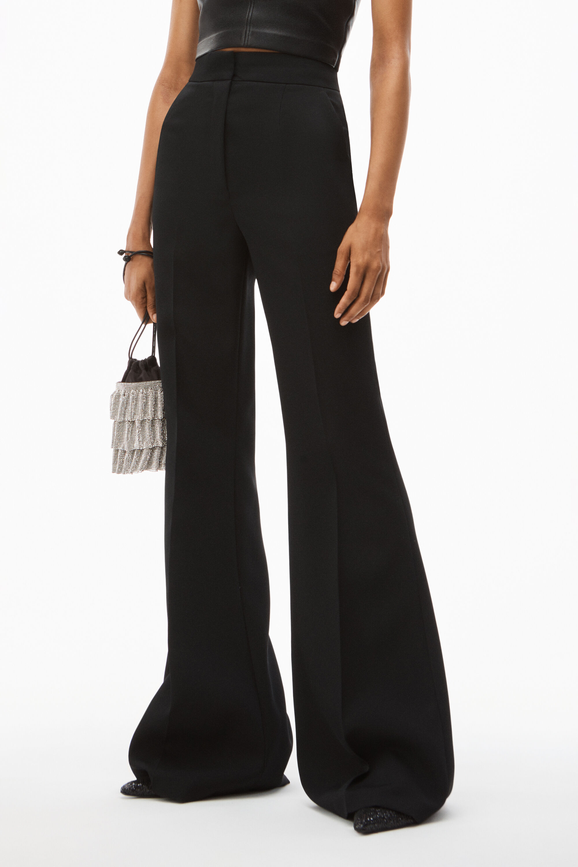 alexanderwang WIDE LEG PANT IN WOOL TAILORING BLACK