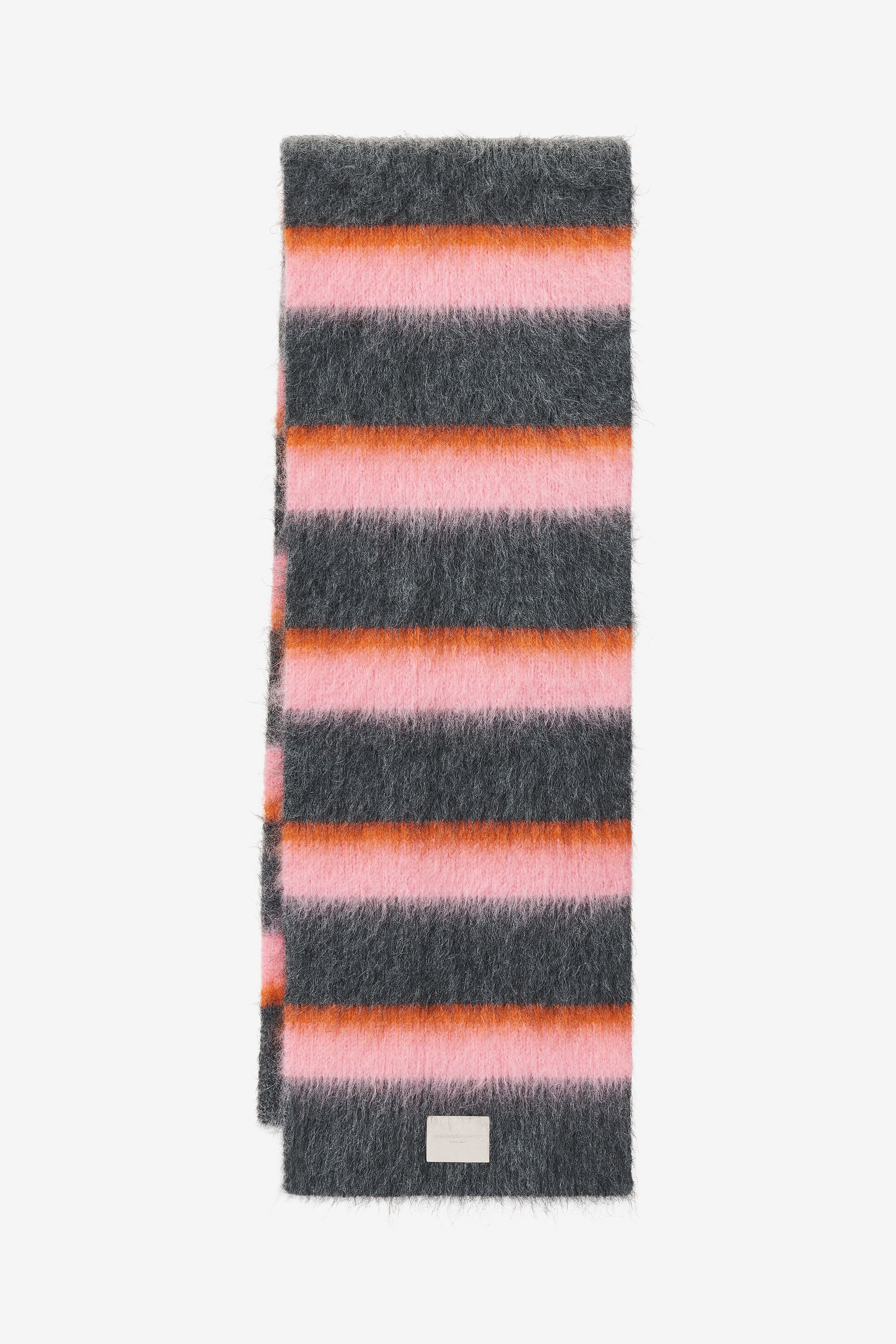 alexanderwang logo scarf in brushed stripe mohair GREY MULTI