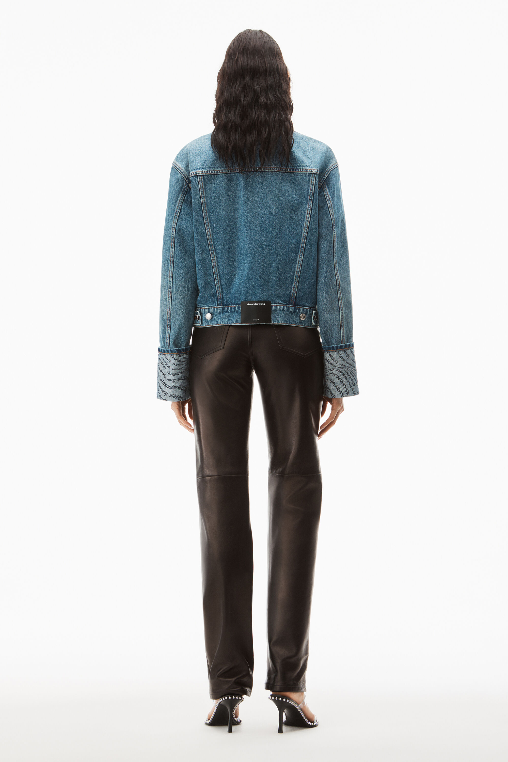 alexanderwang WAVE CUFF TRUCKER JACKET IN DENIM