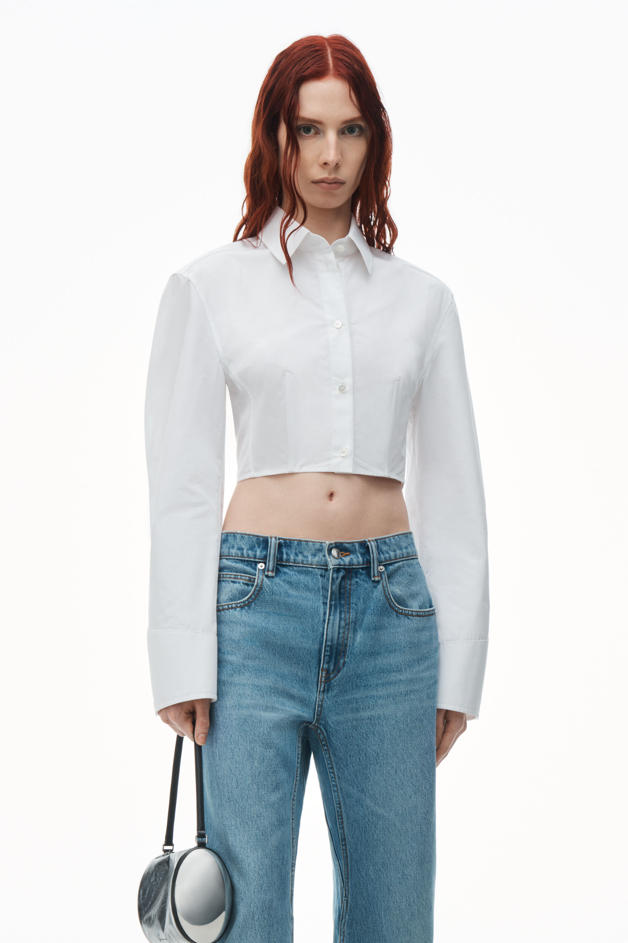 alexanderwang Cropped Structured Shirt in Organic Cotton WHITE