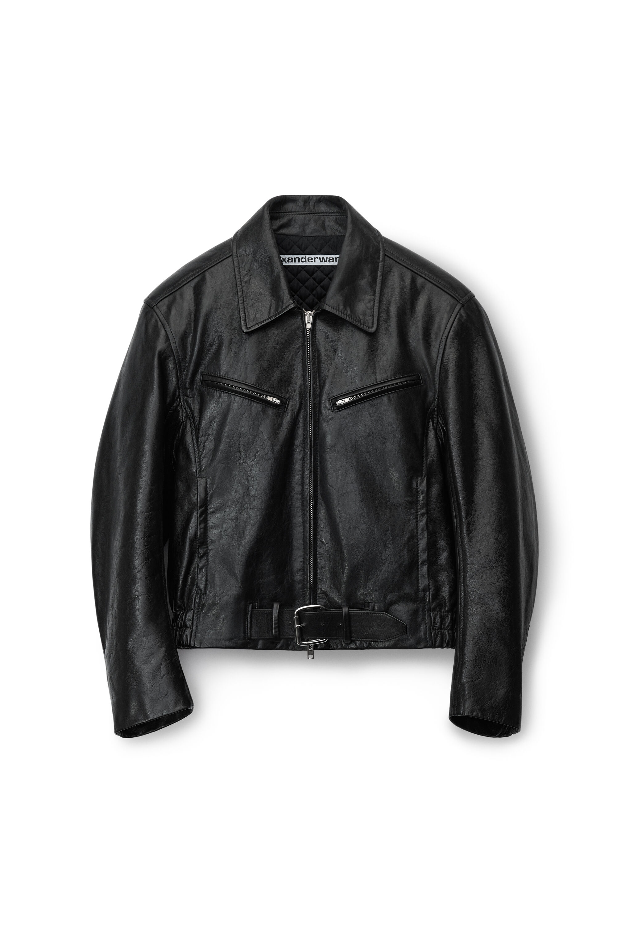 alexanderwang biker jacket in crackle patent leather BLACK 