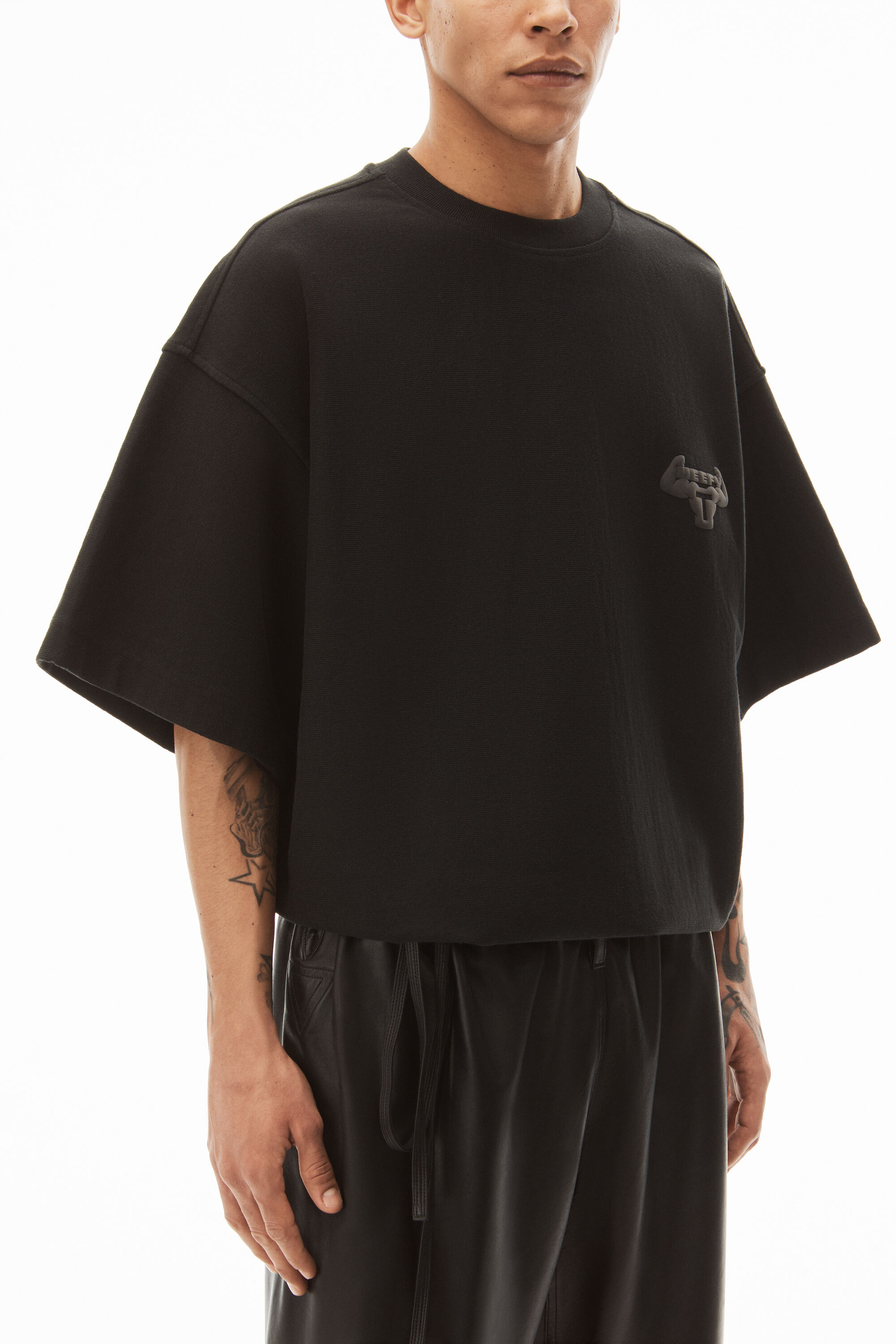 alexanderwang BEEFY GRAPHIC TEE IN JAPANESE JERSEY BLACK