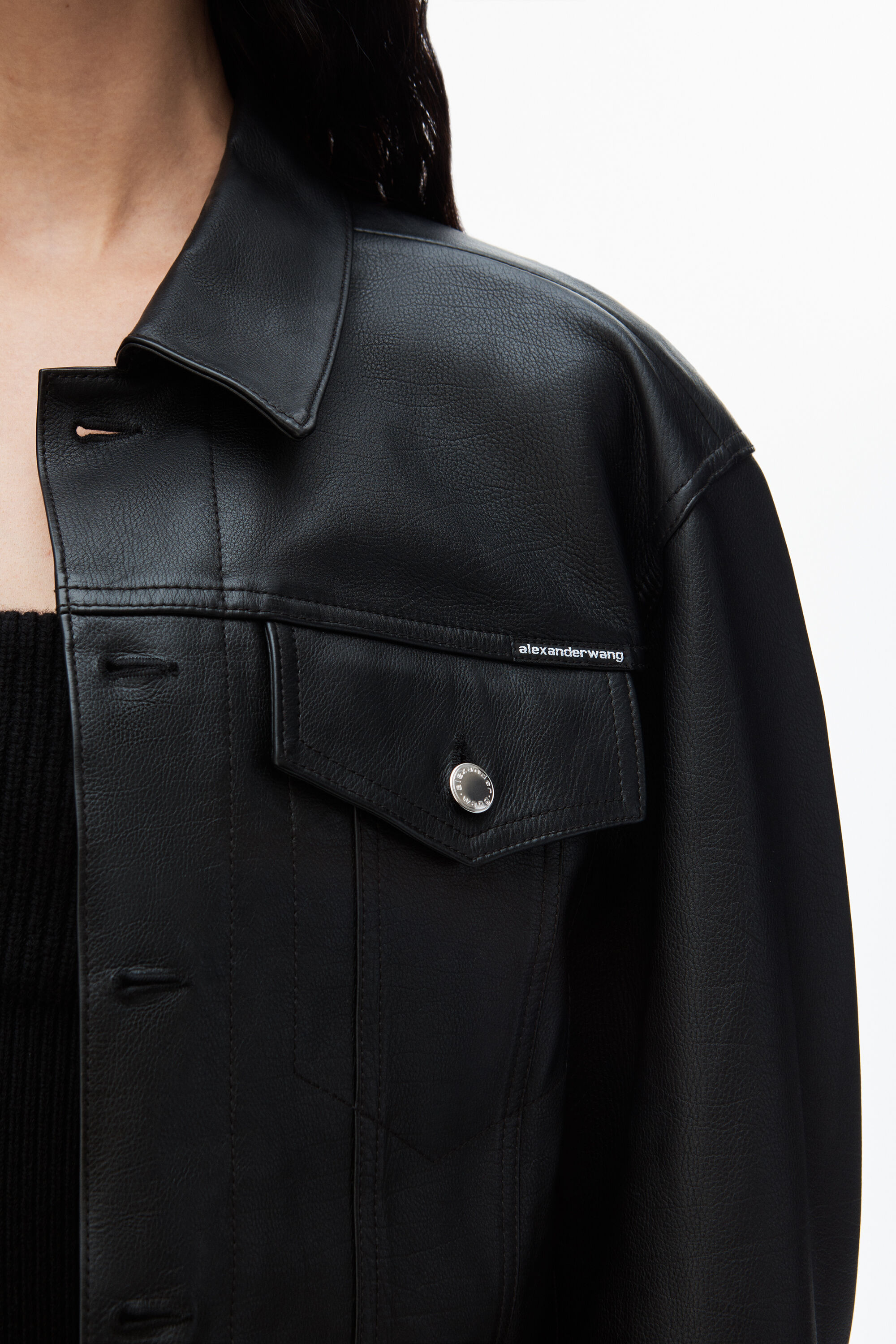 alexanderwang leather jacket with belted waist BLACK 